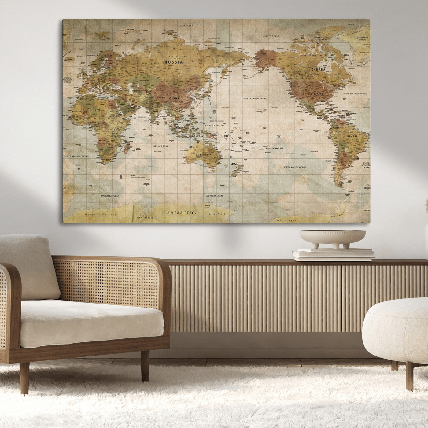 73306535-MGV-CV-36X24-Custom Push Pin World Map Wall Canvas Print – Personalized Travel Tracker for Anniversy Gift – Framed Custom Quotie Canvas for Home Office Decor