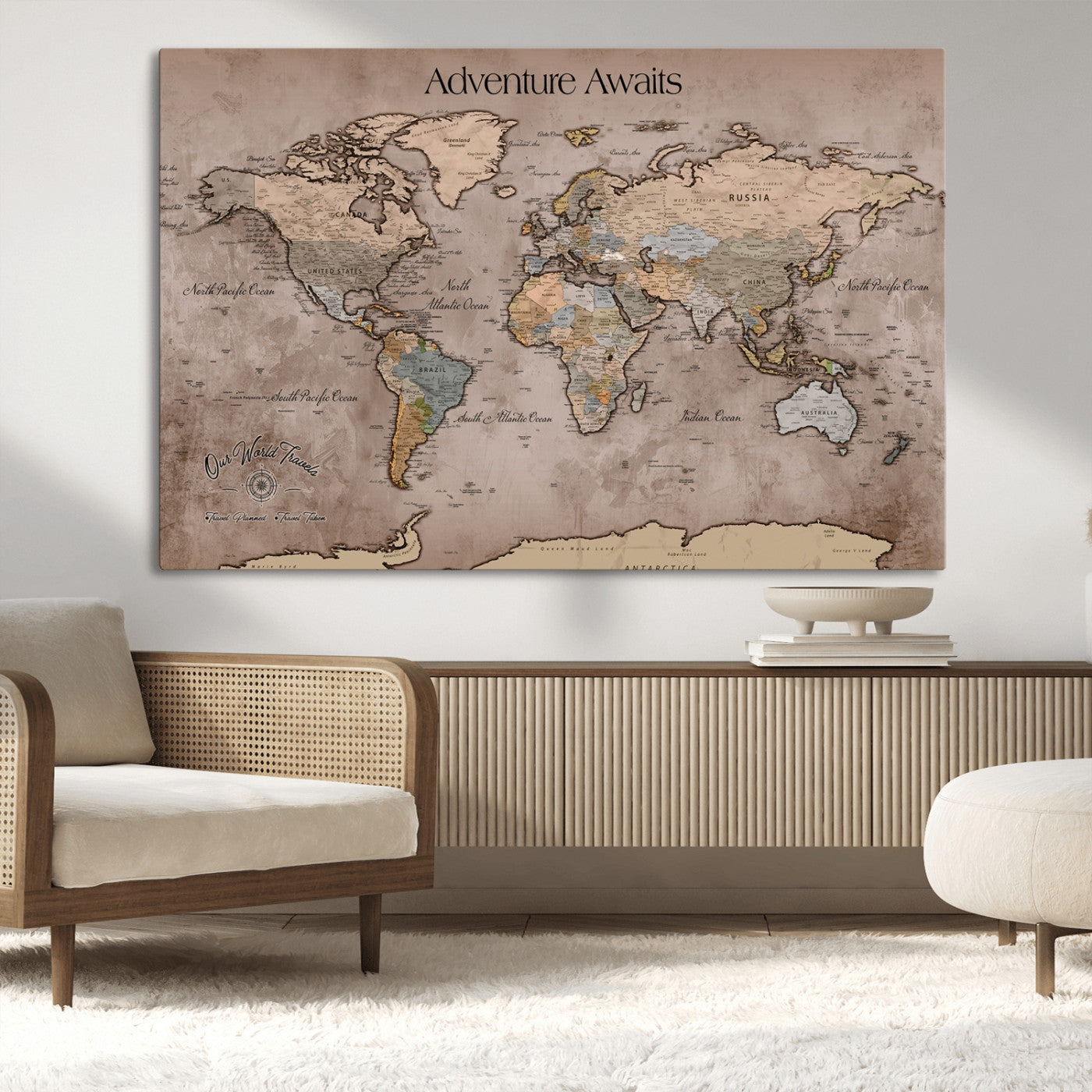 30557812-MGV-CV-36X24-Framed Abstract Tree Ring Wall Art Print, Natural Rustic Wood Texture Canvas Print, Wood Tree Stump Farmhouse, Log Cabin Wooden House Decor