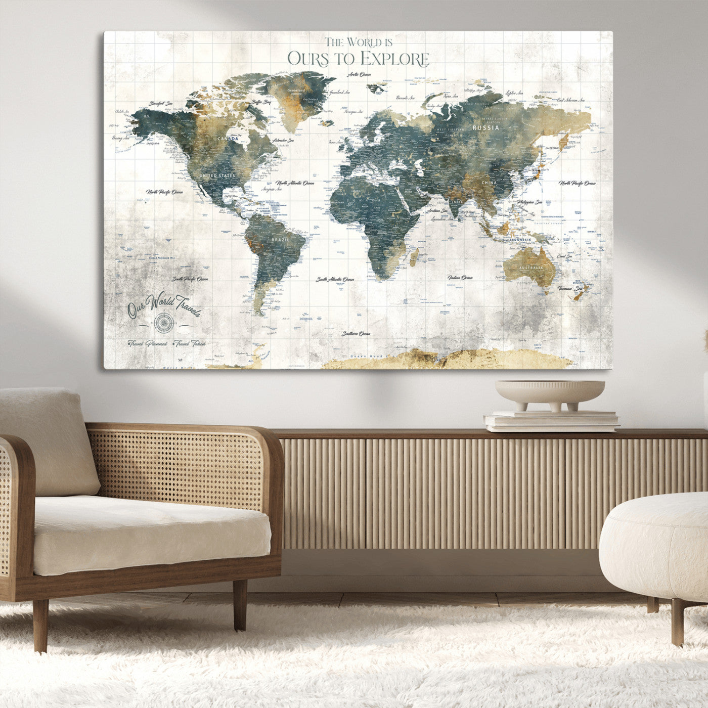 14988581-MGV-CV-36X24-Minimalist Seascape Wall Art Canvas Print, Framed Neutral Beach Print Art Picture Print, Sand Dune Photography Perfect Scandinavian Coastal