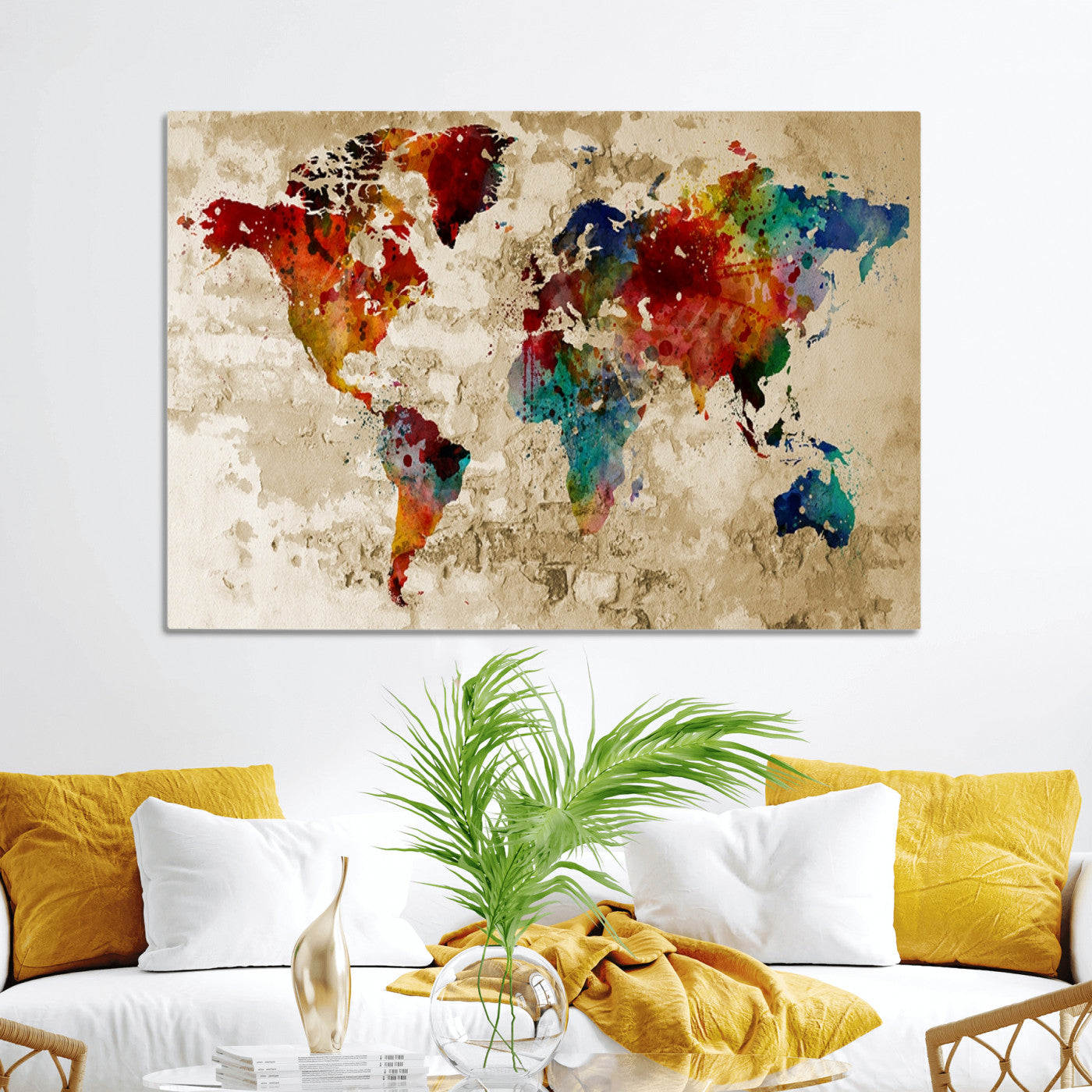 Push Pin World Map Canvas Print – Framed Wall Art for Couples to Track Their Travels – Anniversary Gift or Home Adventure Decor