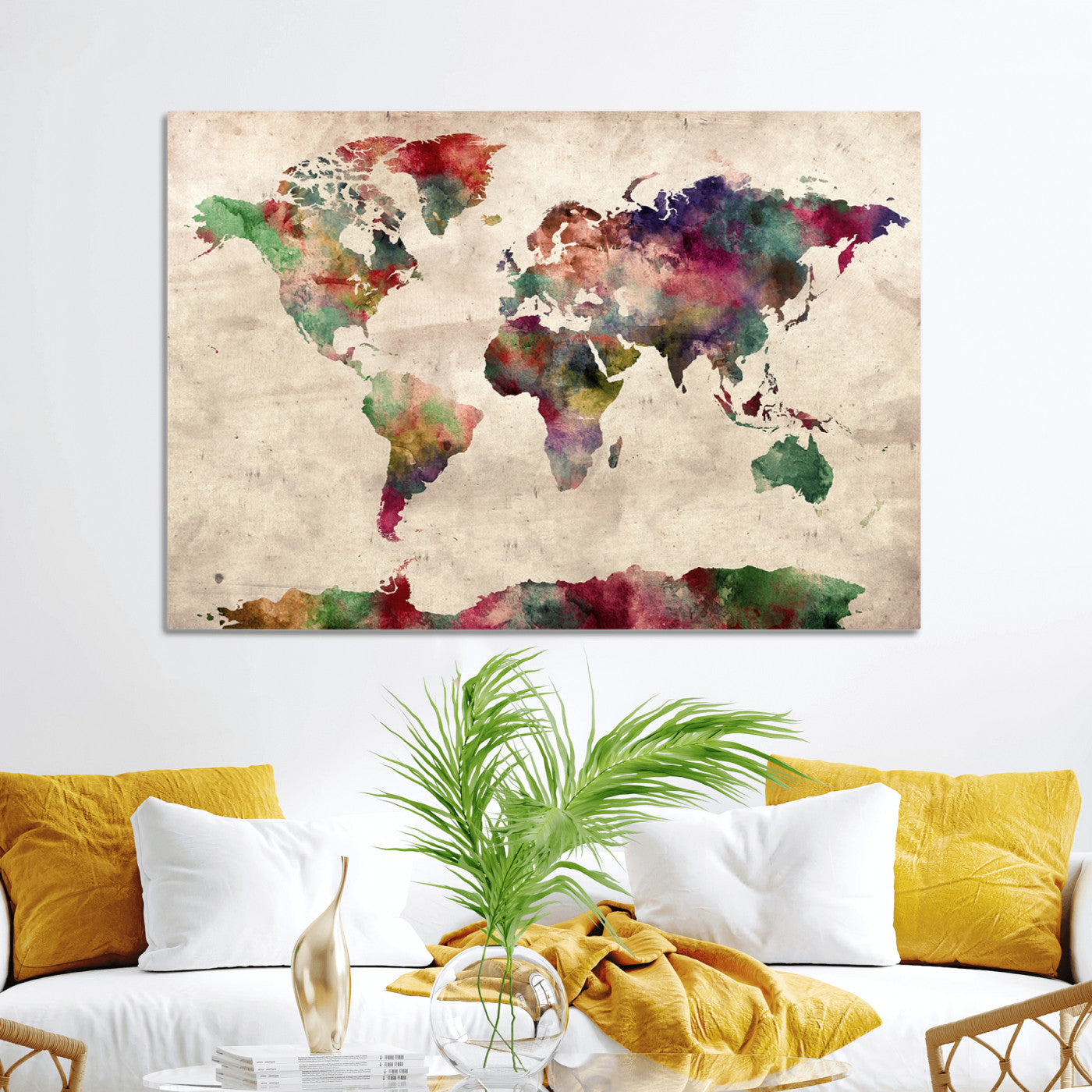 Push Pin World Map Canvas Print – Framed Wall Art for Couples to Track Their Travels – Anniversary Gift or Home Adventure Decor