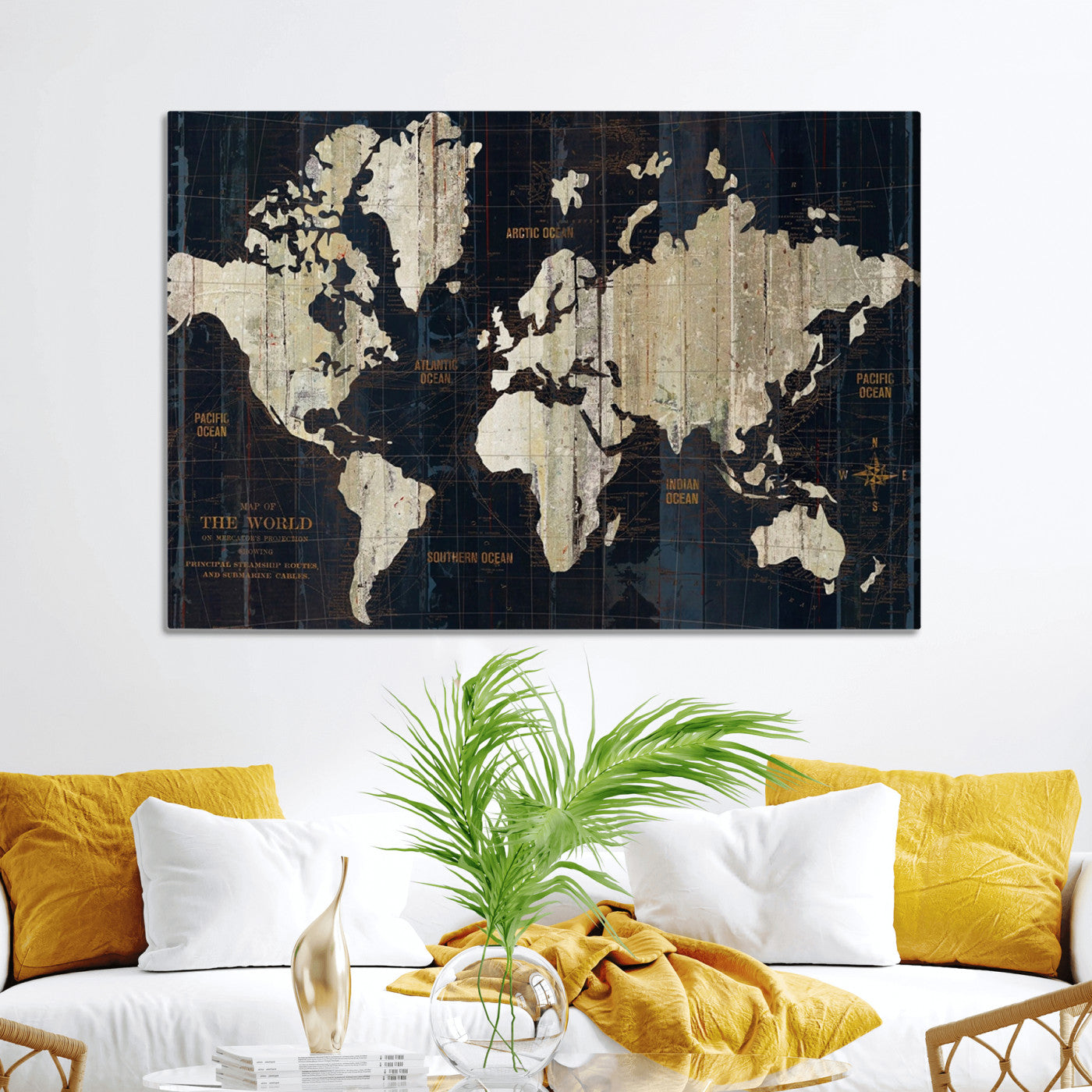 Push Pin World Map Canvas Print – Framed Wall Art for Couples to Track Their Travels – Anniversary Gift or Home Adventure Decor