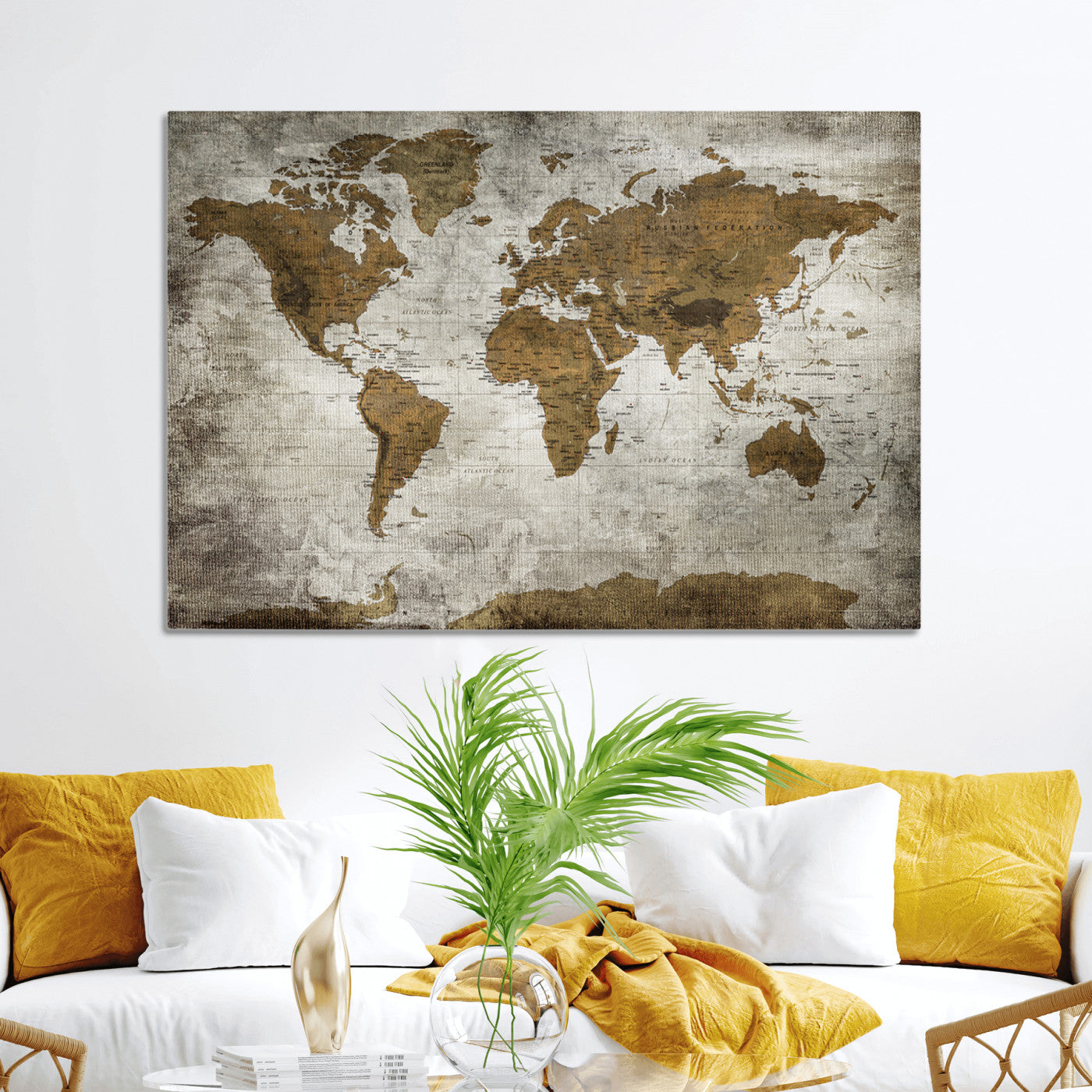 Push Pin World Map Canvas Print – Framed Wall Art for Couples to Track Their Travels – Anniversary Gift or Home Adventure Decor