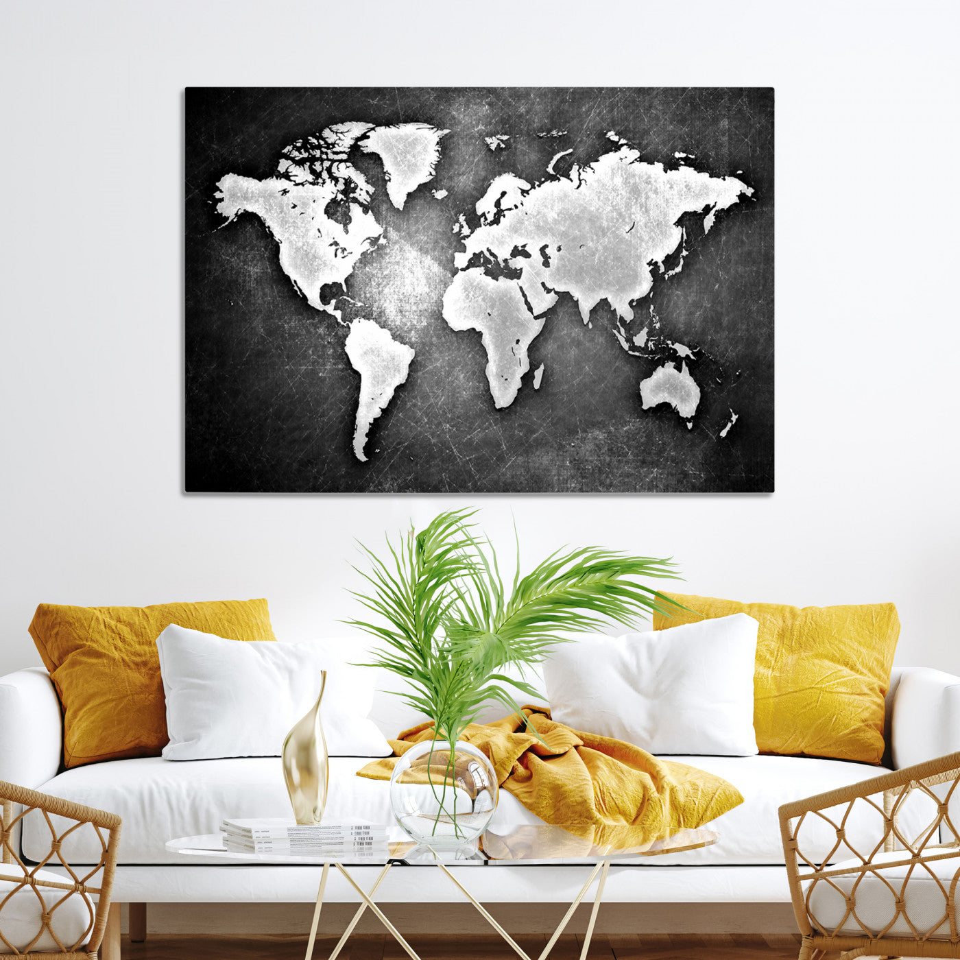 34390-MGV-CV-36X24-World Map Wall Art Canvas Print – Framed Wall Art for Anniversary Gift or Home Adventure Decor