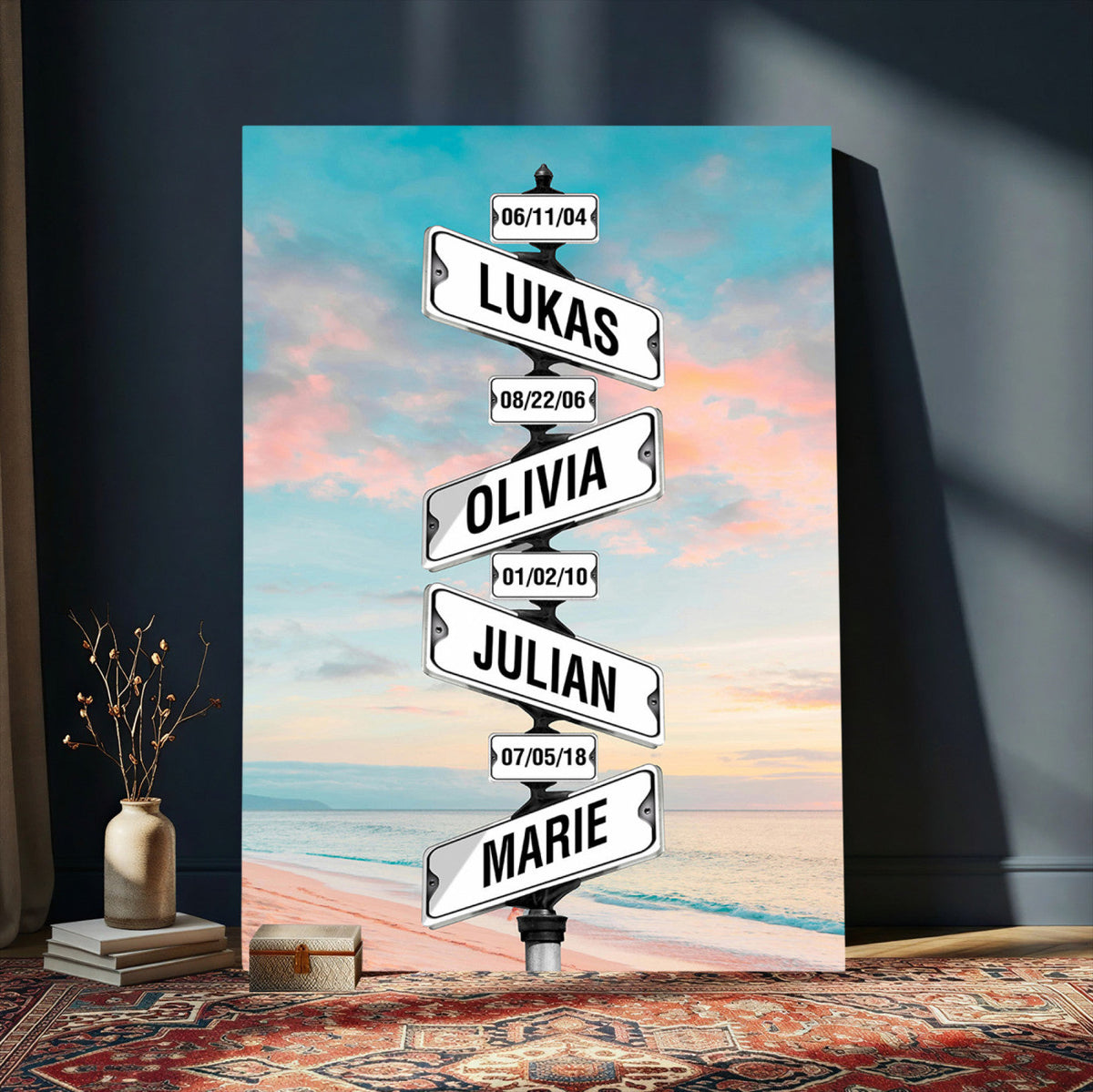 79027171-_Poster-30x20 - Personalized Street Sign Canvas Wall Art, Custom Family Names Signpost Print