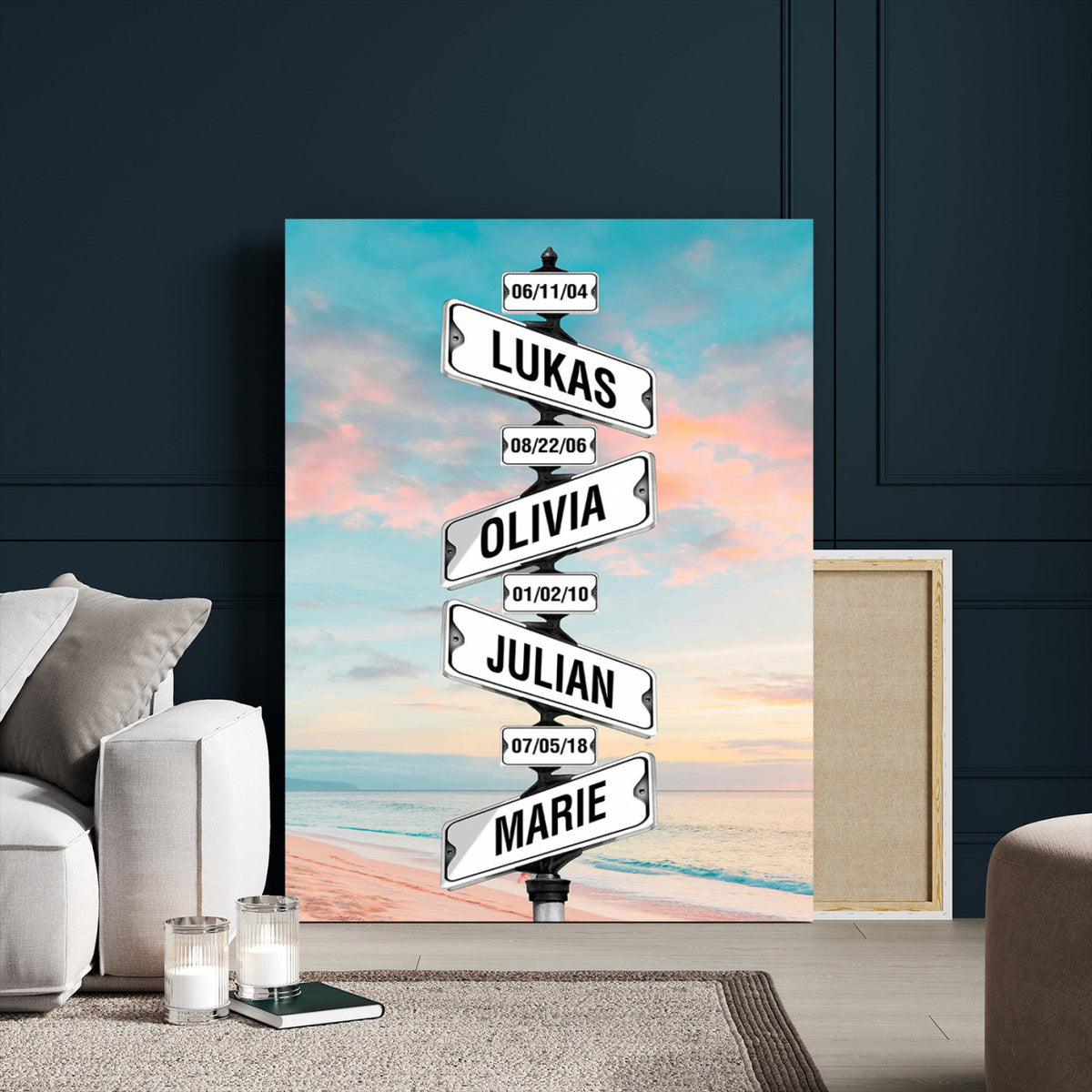 79027171-_Poster-30x20 - Personalized Street Sign Canvas Wall Art, Custom Family Names Signpost Print