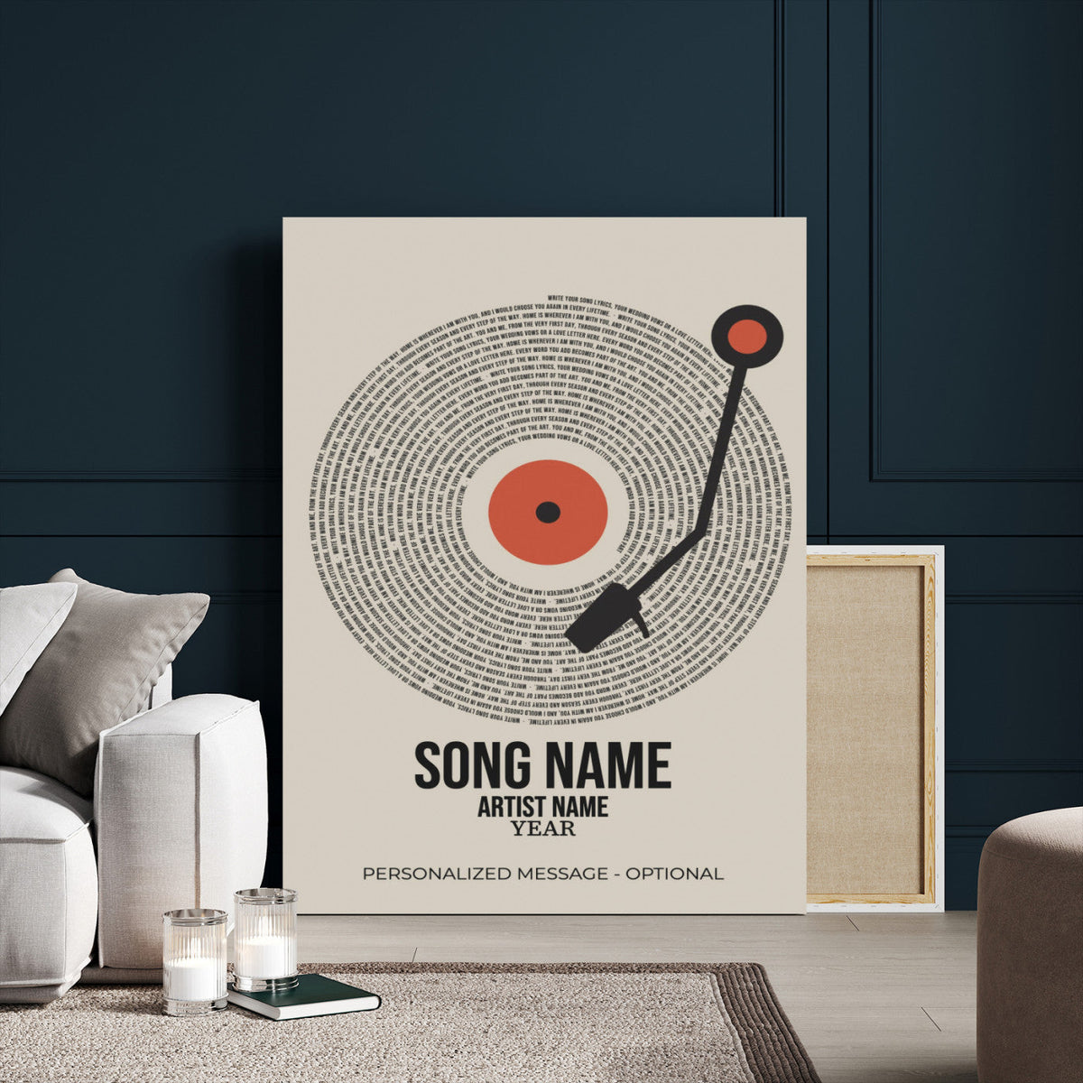 96475288Plak-_Poster-30x20 - Song Lyrics Record Canvas Print – Personalized Vinyl Style Photo Wall Art
