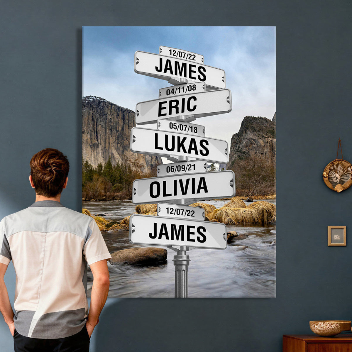 96475288-_Poster-30x20 - Personalized Street Sign Canvas Wall Art, Custom Family Names Signpost Print