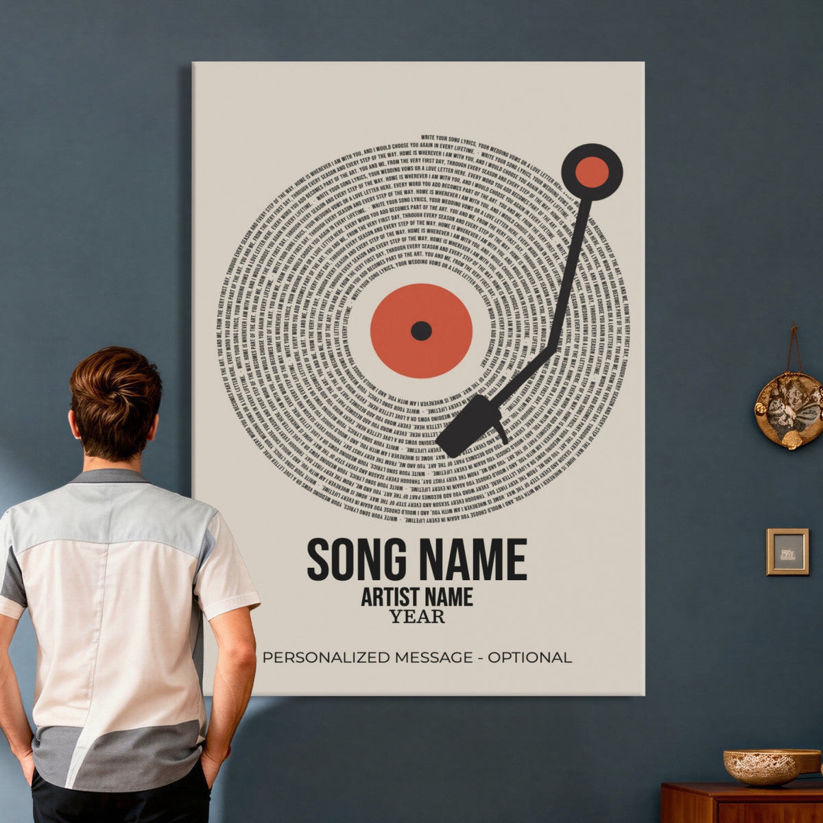 96475288Plak-_Poster-30x20 - Song Lyrics Record Canvas Print – Personalized Vinyl Style Photo Wall Art