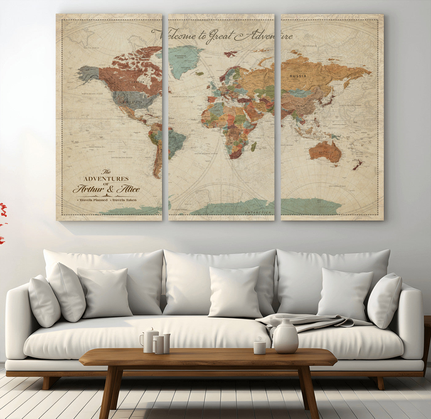 17587858-MGV-CV-48X32-3P-Custom Push Pin World Map Wall Canvas Print – Personalized Travel Tracker with Pins – Framed Custom Quotie Canvas for Home Office Decor