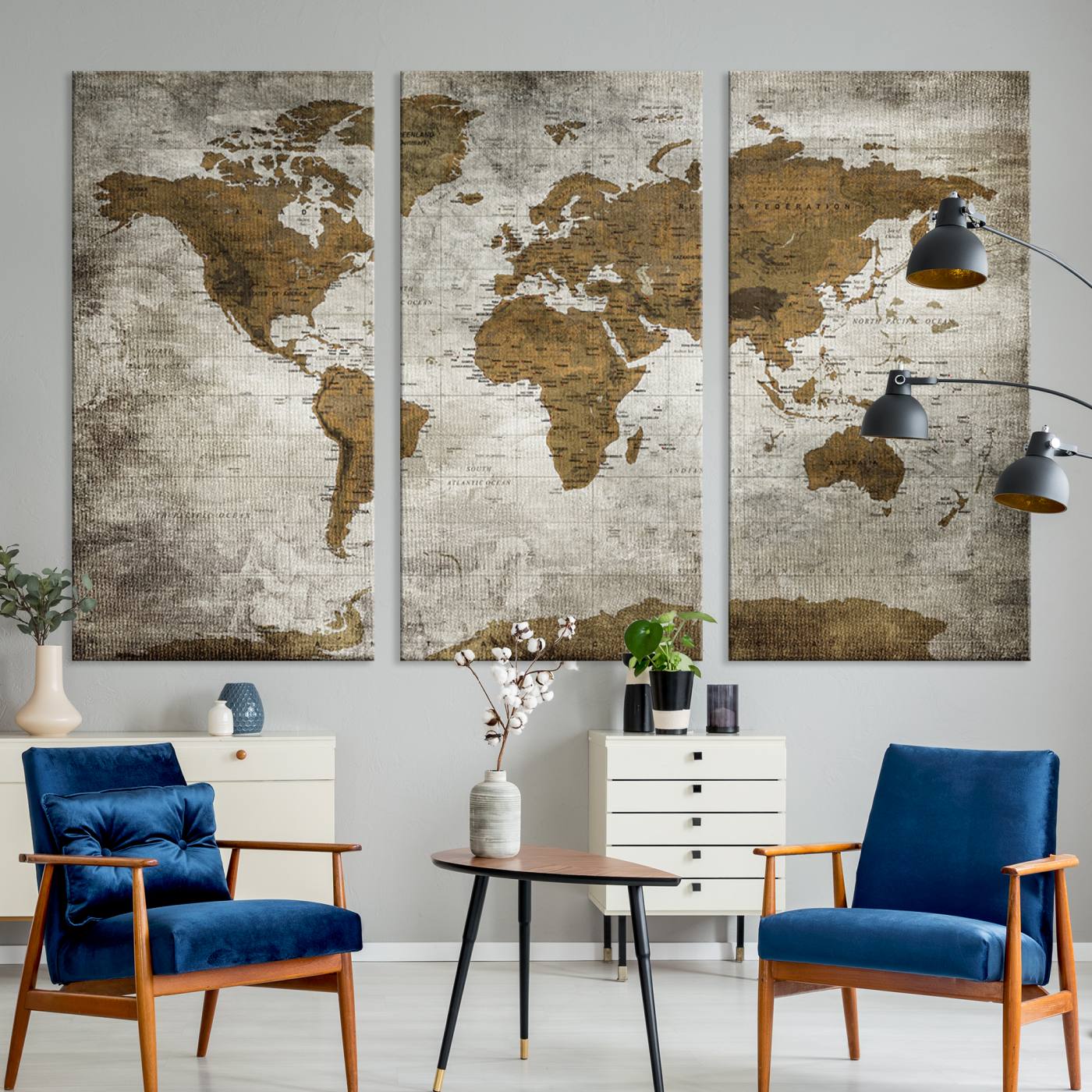 Push Pin World Map Canvas Print – Framed Wall Art for Couples to Track Their Travels – Anniversary Gift or Home Adventure Decor