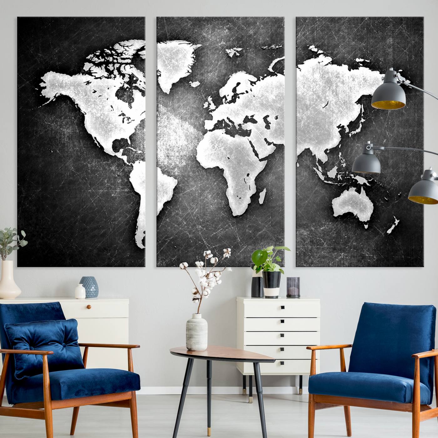 34390-MGV-CV-36X24-World Map Wall Art Canvas Print – Framed Wall Art for Anniversary Gift or Home Adventure Decor