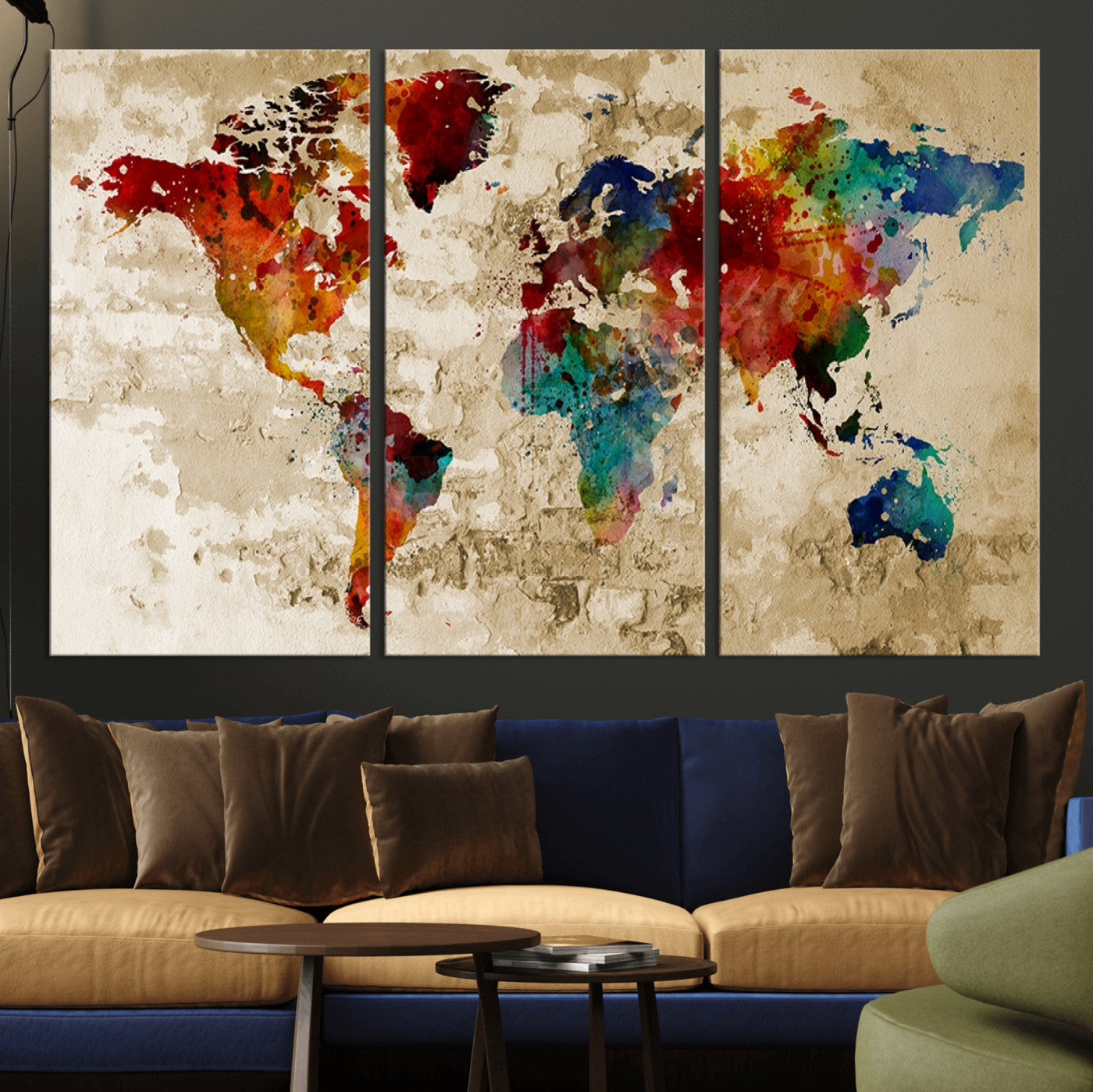 Push Pin World Map Canvas Print – Framed Wall Art for Couples to Track Their Travels – Anniversary Gift or Home Adventure Decor
