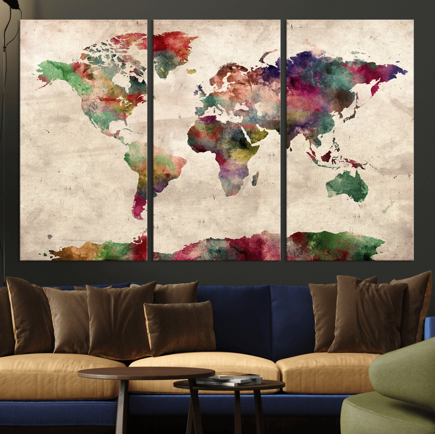 Push Pin World Map Canvas Print – Framed Wall Art for Couples to Track Their Travels – Anniversary Gift or Home Adventure Decor