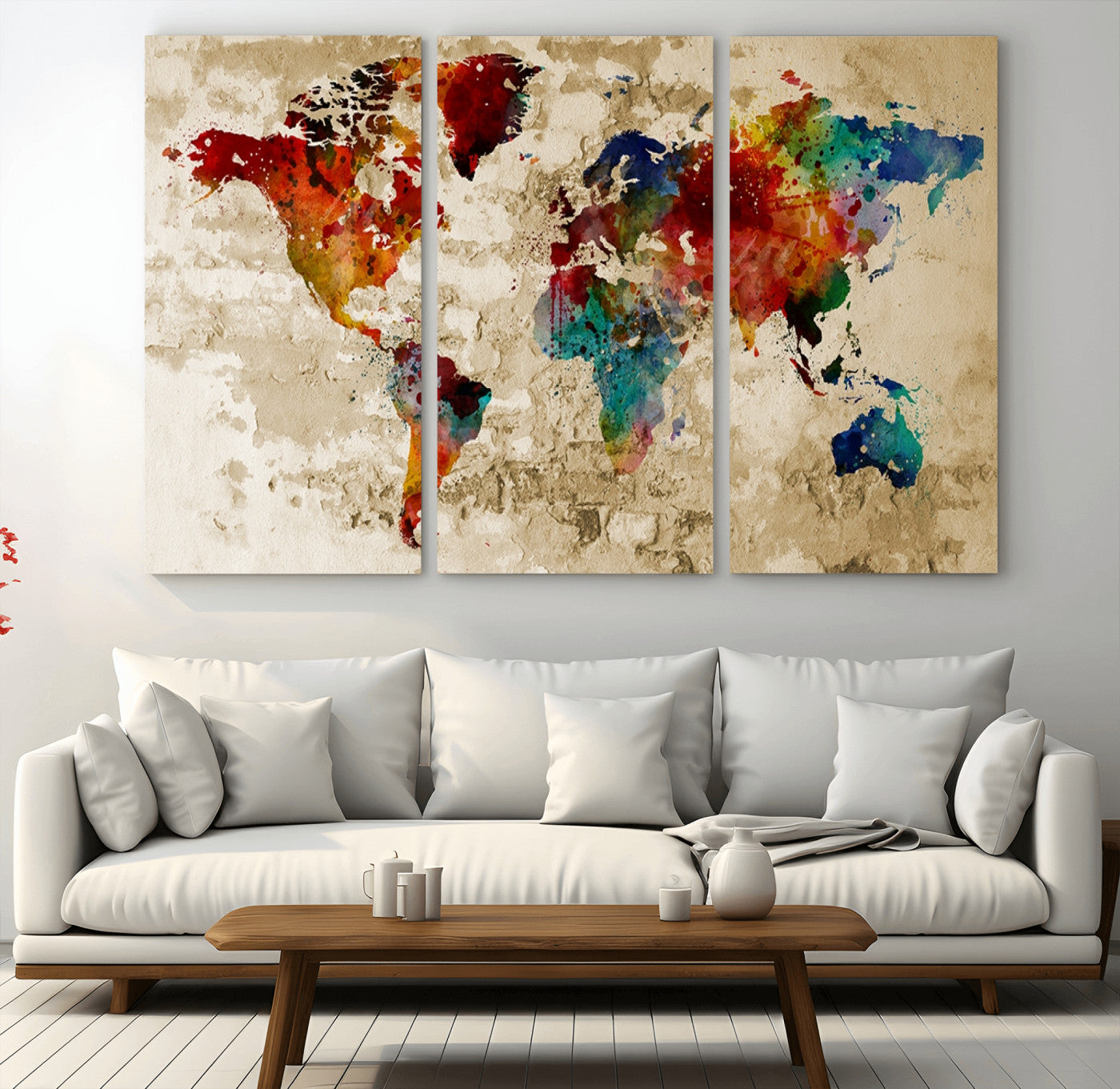 Push Pin World Map Canvas Print – Framed Wall Art for Couples to Track Their Travels – Anniversary Gift or Home Adventure Decor