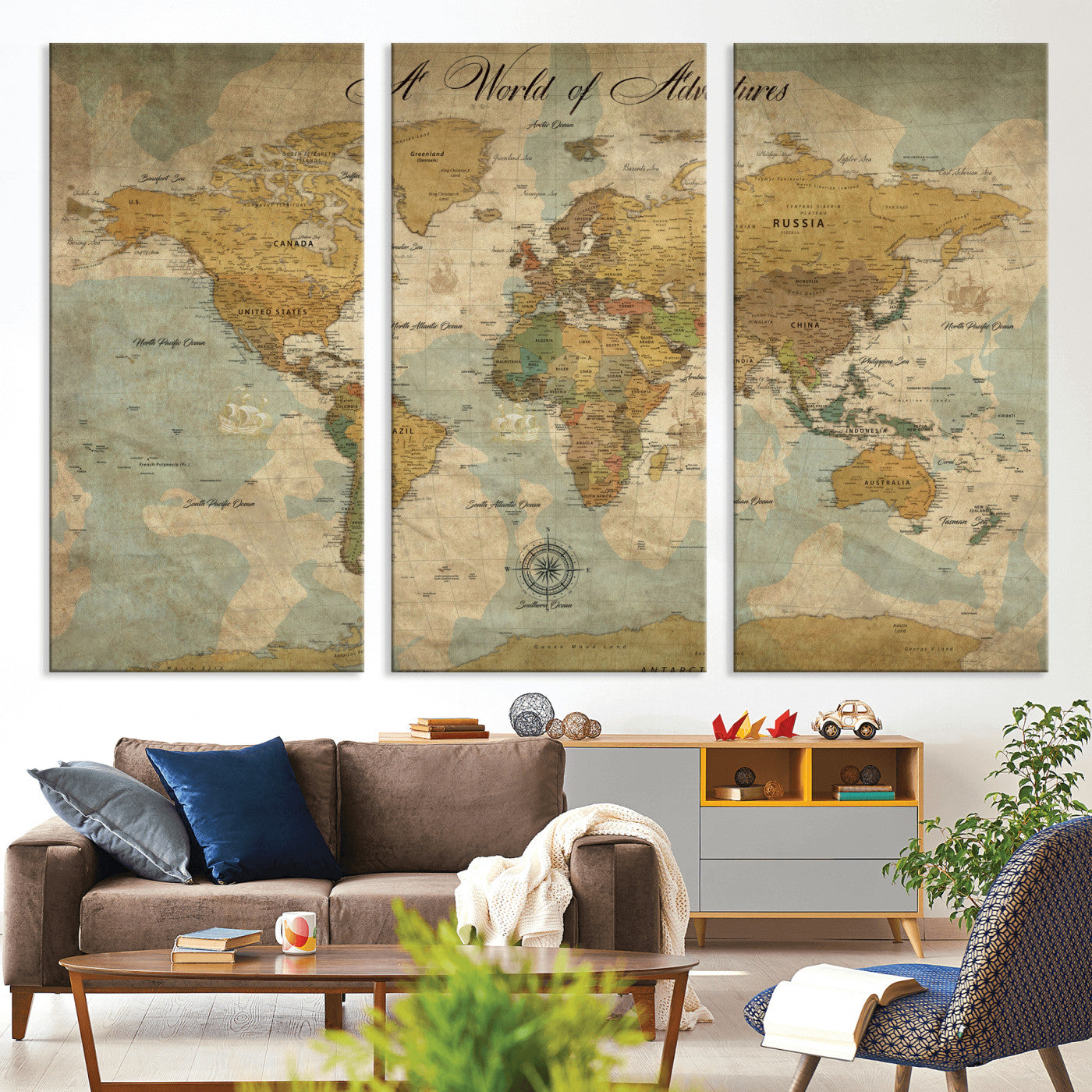 75690627-MGV-CV-36X24-Personalized World Map Print, Customizable Push Pin Framed World Map Print on Canvas - Custom Quote on Map Print,