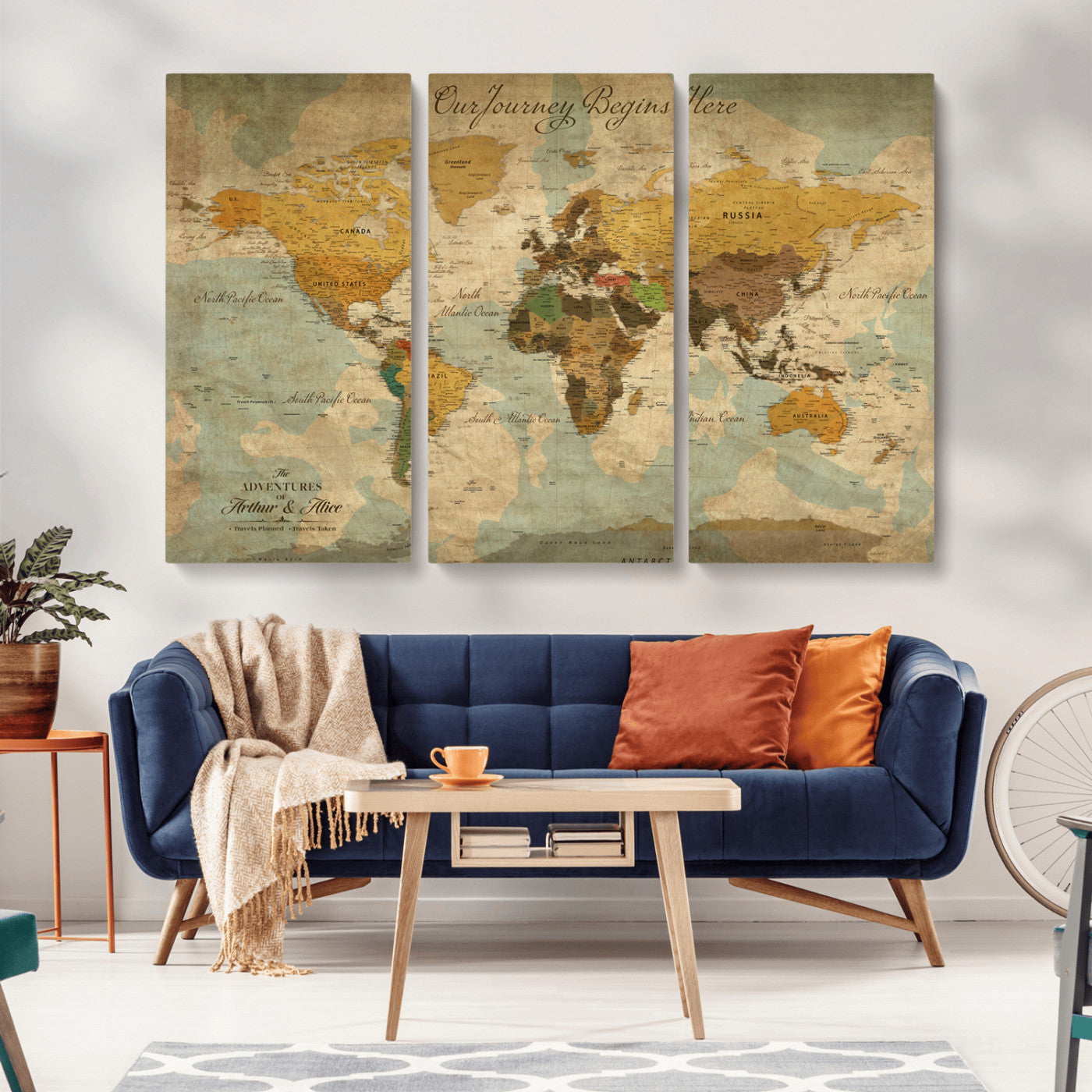 40572820-MGV-CV-36X24-Custom Push Pin World Map Wall Canvas Print – Personalized Travel Tracker with Pins – Framed Custom Quotie Canvas for Home Office Decor
