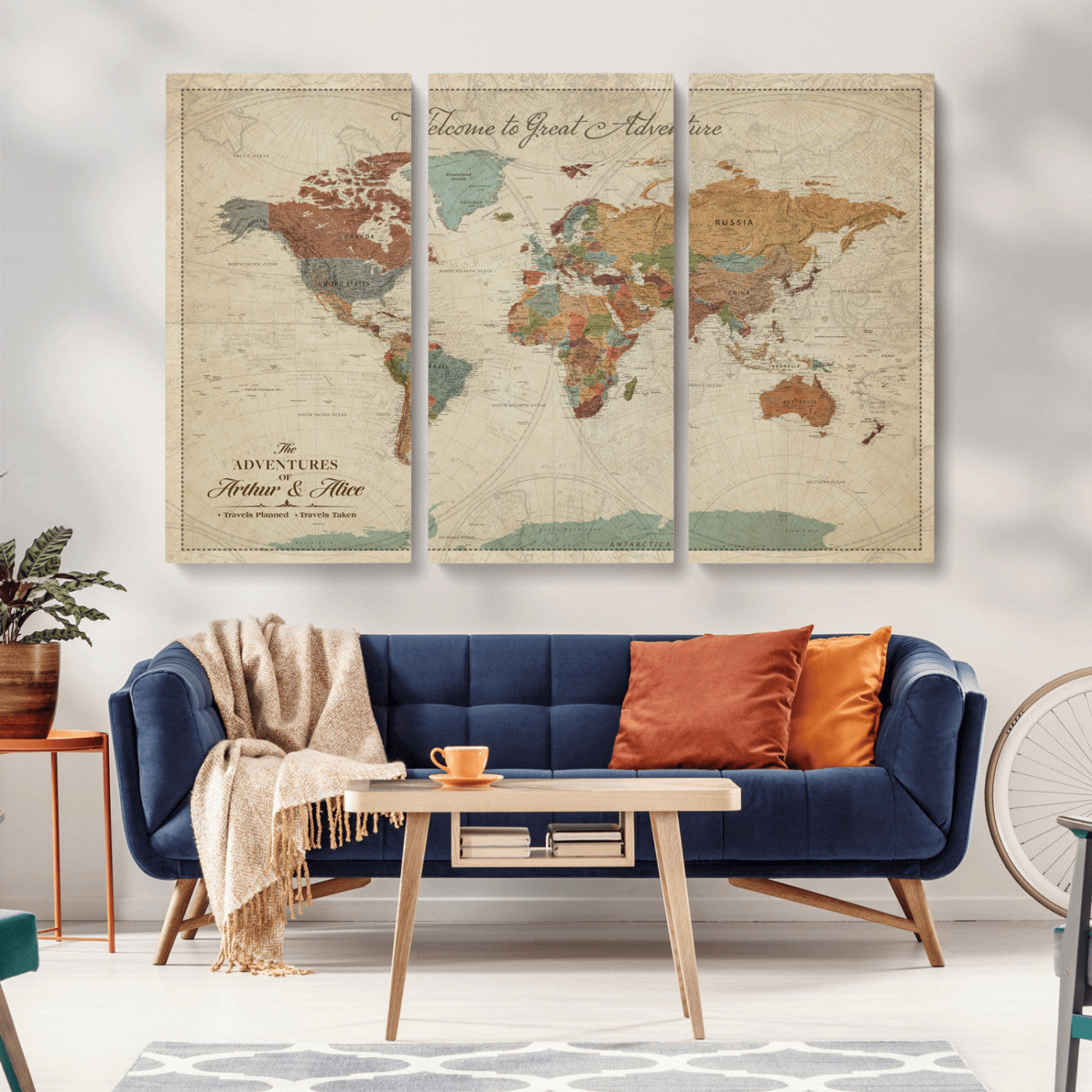 17587858-MGV-CV-36X24-Custom Push Pin World Map Wall Canvas Print – Personalized Travel Tracker with Pins – Framed Custom Quotie Canvas for Home Office Decor
