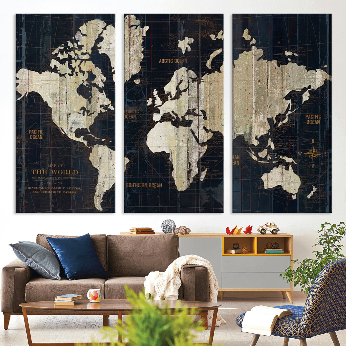 Push Pin World Map Canvas Print – Framed Wall Art for Couples to Track Their Travels – Anniversary Gift or Home Adventure Decor