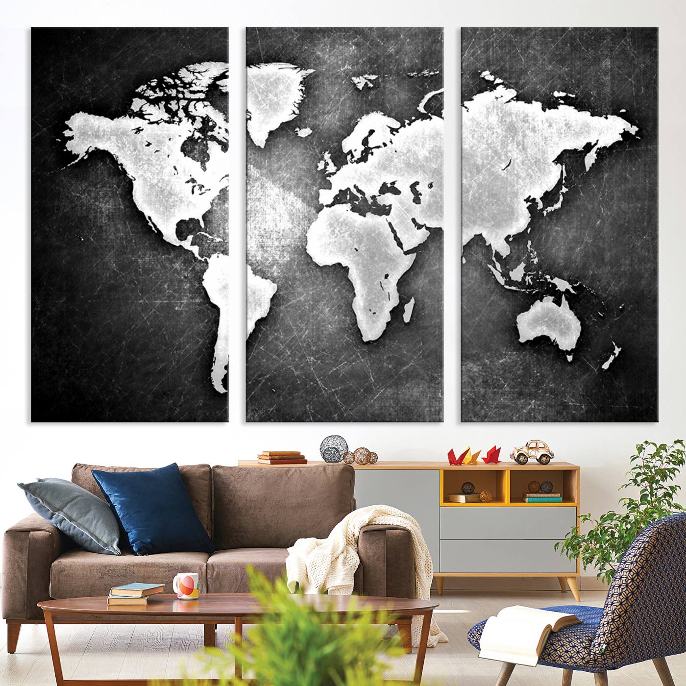 34390-MGV-CV-36X24-World Map Wall Art Canvas Print – Framed Wall Art for Anniversary Gift or Home Adventure Decor