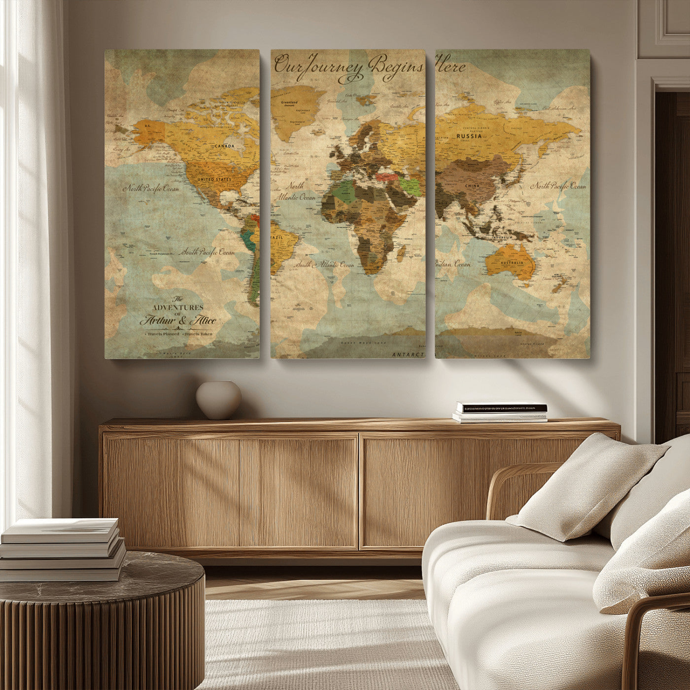 40572820-MGV-CV-36X24-Custom Push Pin World Map Wall Canvas Print – Personalized Travel Tracker with Pins – Framed Custom Quotie Canvas for Home Office Decor