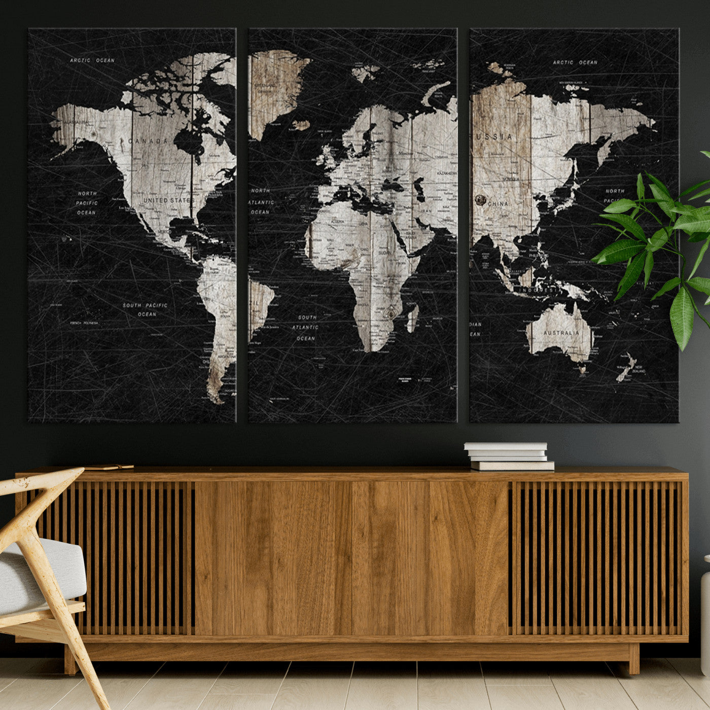 89998-MGV-CV-36X24-Push Pin World Map Canvas Print – Framed Wall Art for Couples to Track Their Travels – Anniversary Gift or Home Adventure Decor