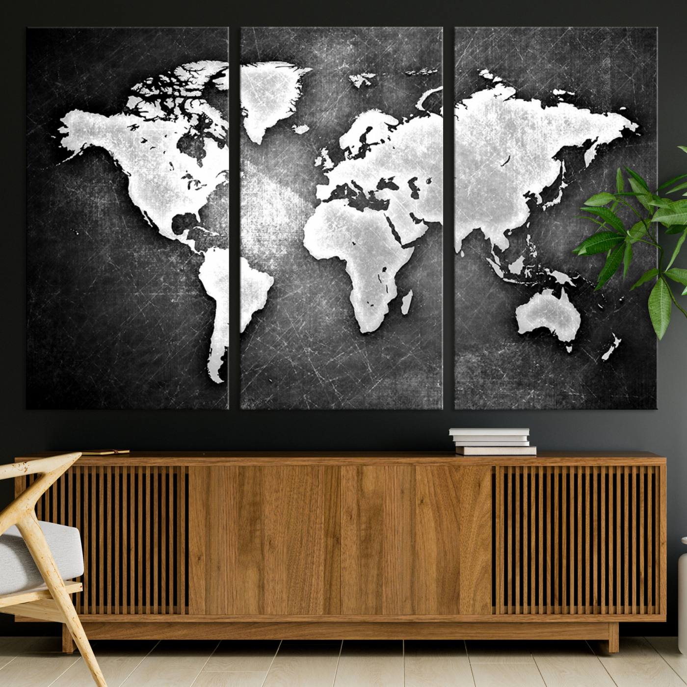 34390-MGV-CV-36X24-World Map Wall Art Canvas Print – Framed Wall Art for Anniversary Gift or Home Adventure Decor