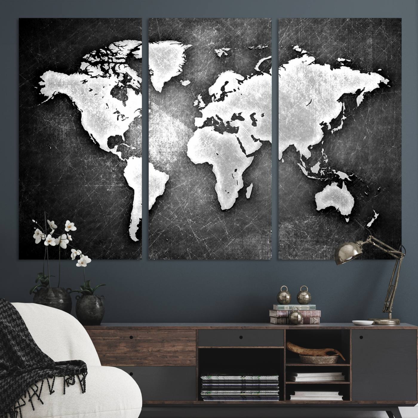 34390-MGV-CV-36X24-World Map Wall Art Canvas Print – Framed Wall Art for Anniversary Gift or Home Adventure Decor