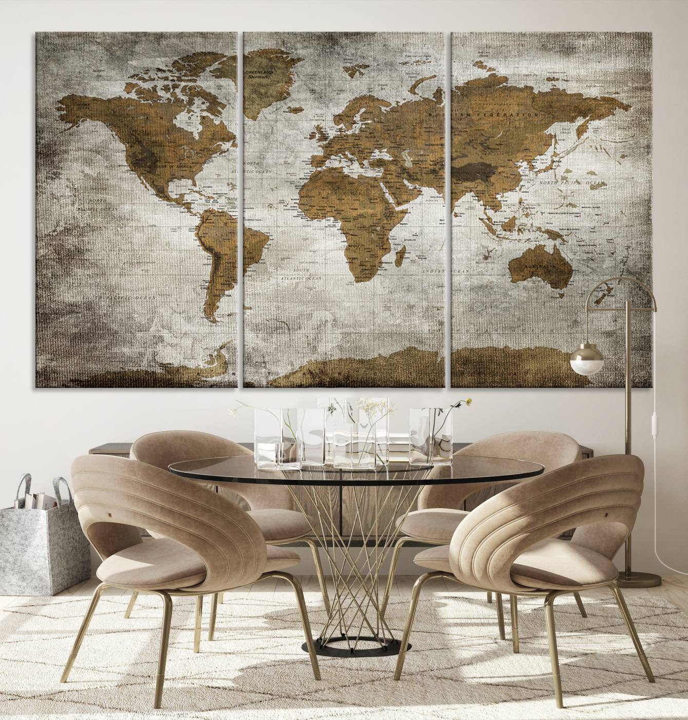 Push Pin World Map Canvas Print – Framed Wall Art for Couples to Track Their Travels – Anniversary Gift or Home Adventure Decor
