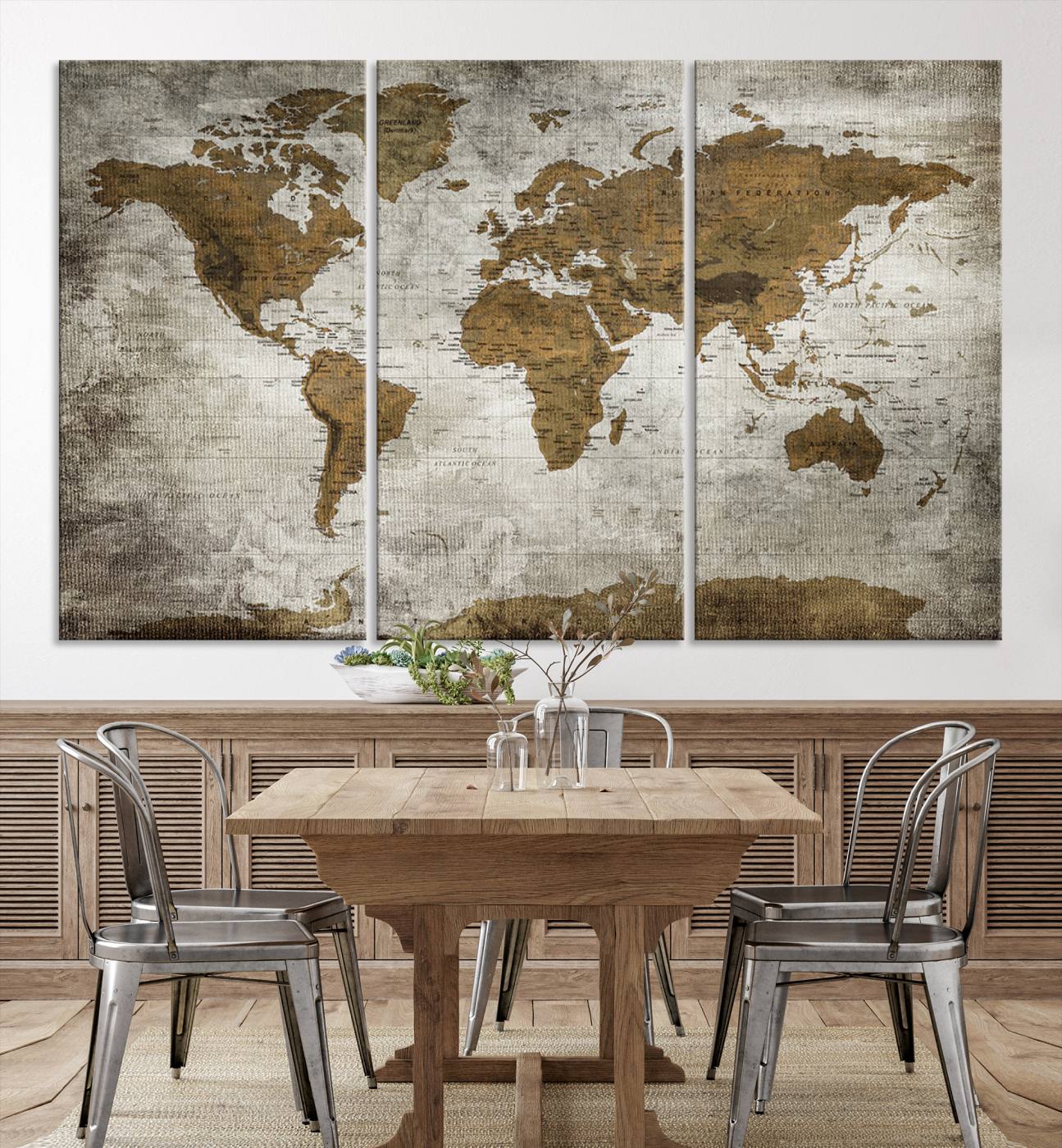 Push Pin World Map Canvas Print – Framed Wall Art for Couples to Track Their Travels – Anniversary Gift or Home Adventure Decor