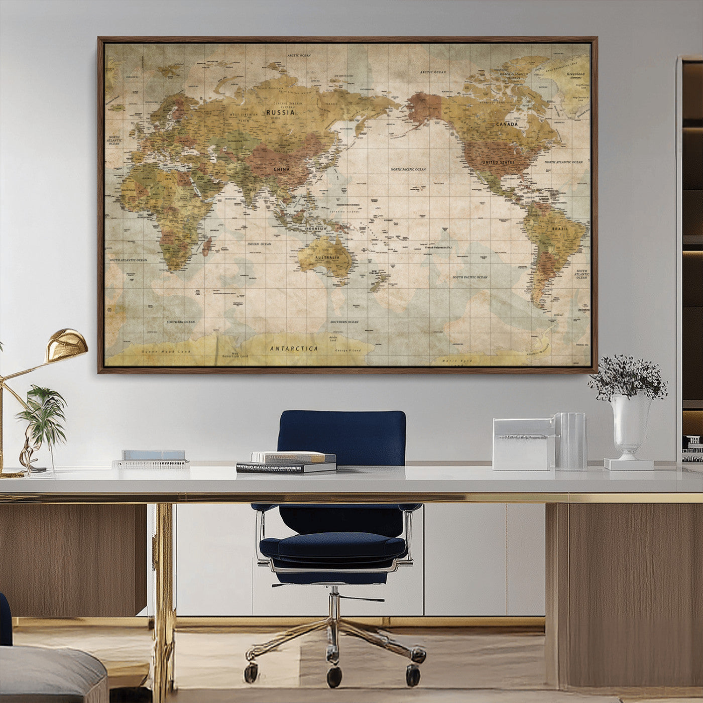 73306535-MGV-CV-36X24-Custom Push Pin World Map Wall Canvas Print – Personalized Travel Tracker for Anniversy Gift – Framed Custom Quotie Canvas for Home Office Decor