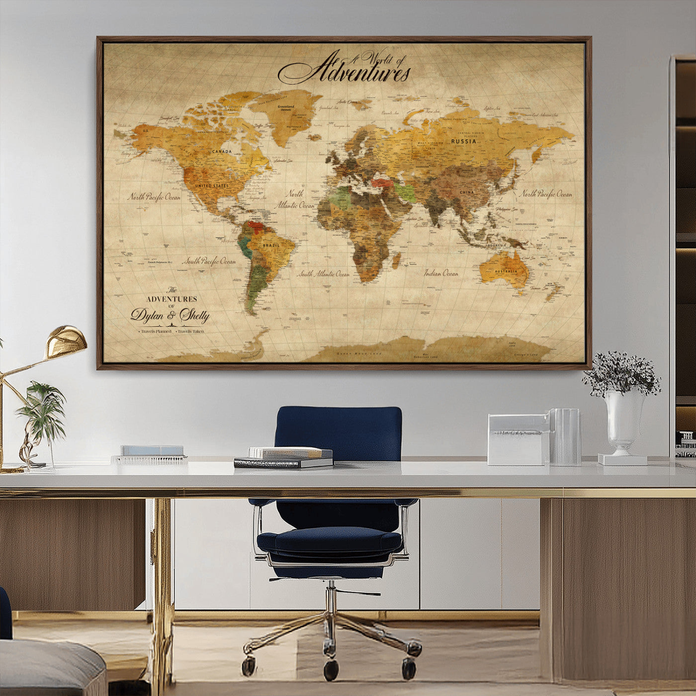36249537-MGV-CV-36X24-Calm Earthy Aesthetic Wall Art Canvas Print, Arid Terrain Decor Print, Framed Joshua Tree Art Print, Large Monochrome Desert Scene Printing,