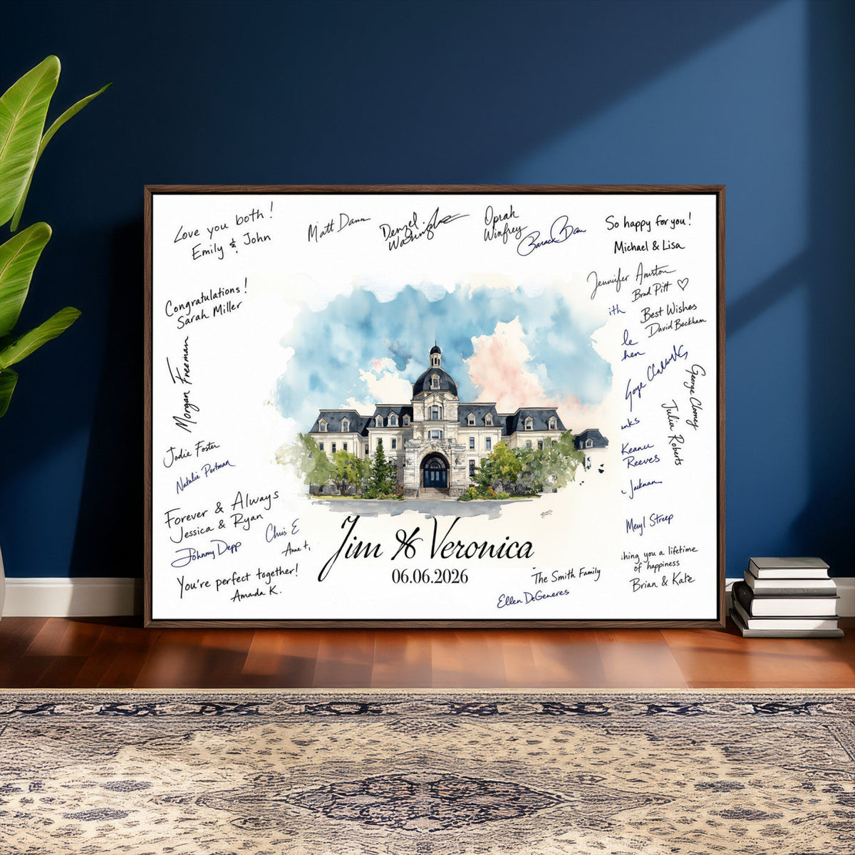 38232057-MGV-CV-36X24 - Wedding Guest Book Alternative Wall Art Canvas Print, Personalized Couple Photo Guestbook Wedding Signature Poster, Custom Couple Photo Guestbook Canvas