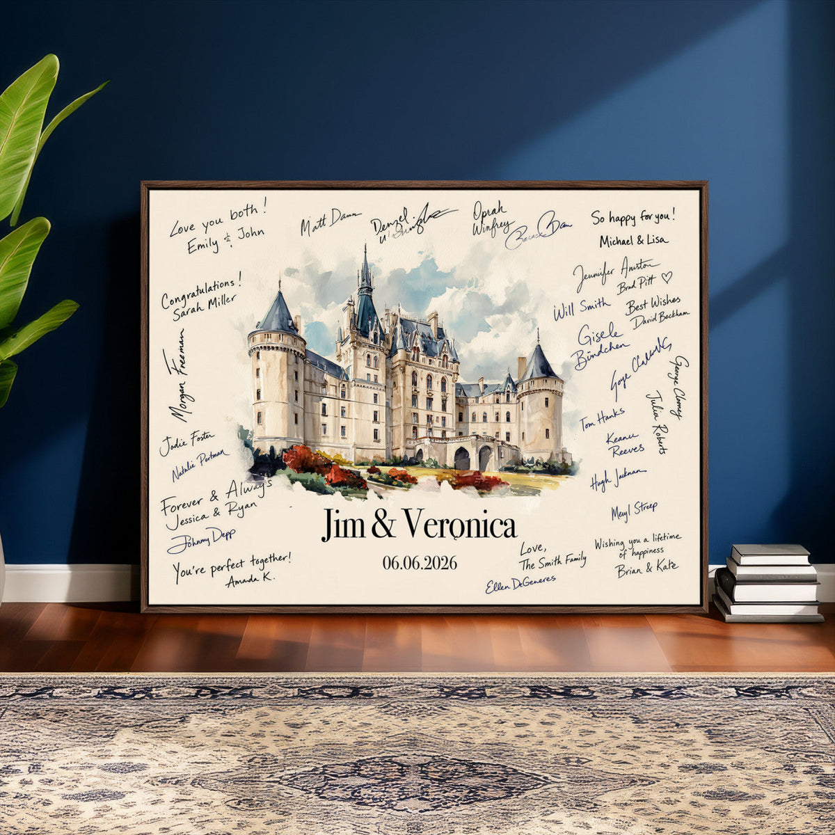 55883547-MGV-CV-36X24 - Wedding Guest Book Alternative Wall Art Canvas Print, Personalized Couple Photo Guestbook Wedding Signature Poster, Custom Couple Photo Guestbook Canvas