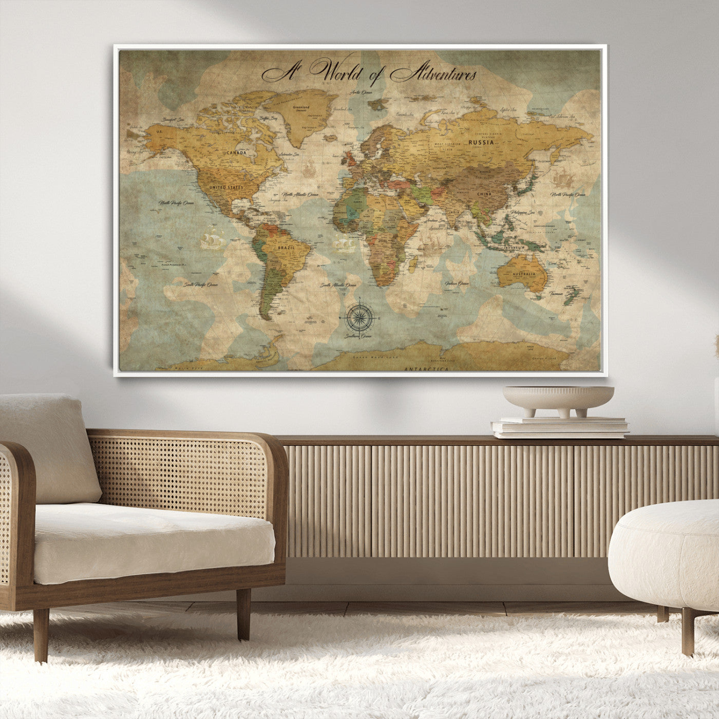 75690627-MGV-CV-36X24-Personalized World Map Print, Customizable Push Pin Framed World Map Print on Canvas - Custom Quote on Map Print,