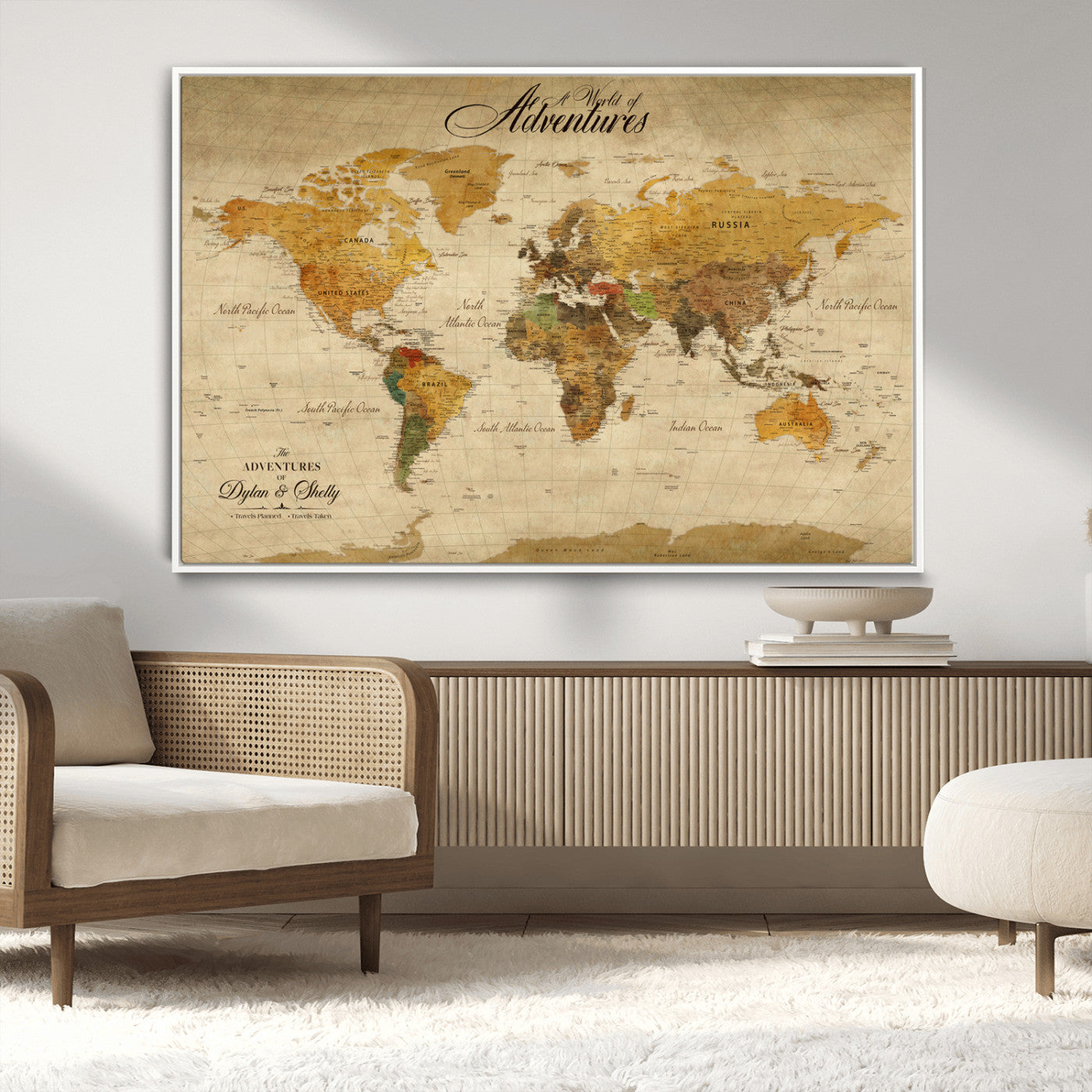 36249537-MGV-FC-36X24_White-Calm Earthy Aesthetic Wall Art Canvas Print, Arid Terrain Decor Print, Framed Joshua Tree Art Print, Large Monochrome Desert Scene Printing,