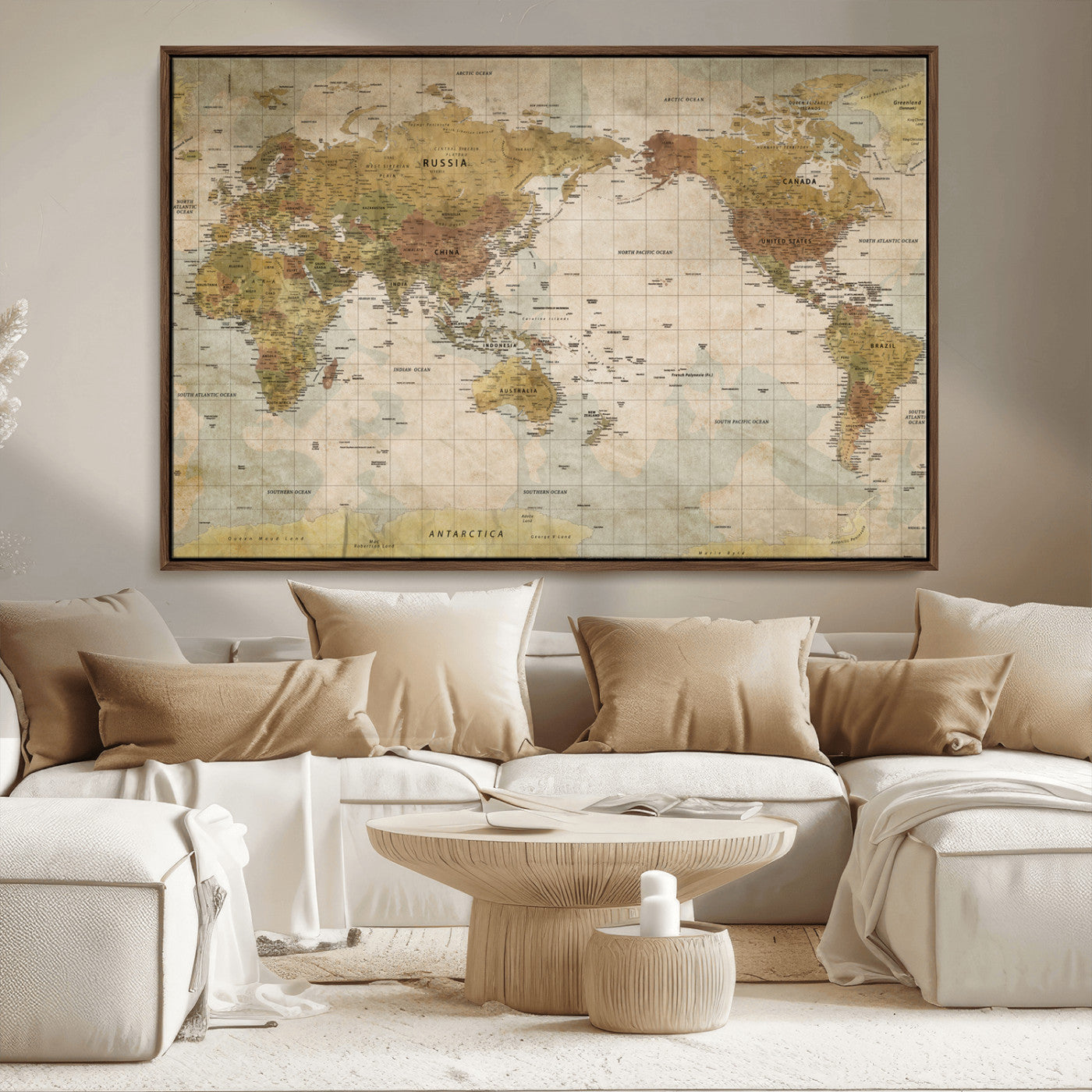 73306535-MGV-CV-36X24-Custom Push Pin World Map Wall Canvas Print – Personalized Travel Tracker for Anniversy Gift – Framed Custom Quotie Canvas for Home Office Decor