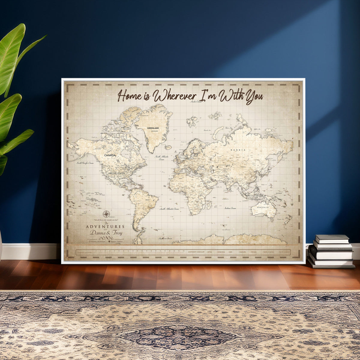 40086720-MGV-CV-36X24 - Custom Push Pin World Map Canvas Print | Personalized Travel Map Wall Art