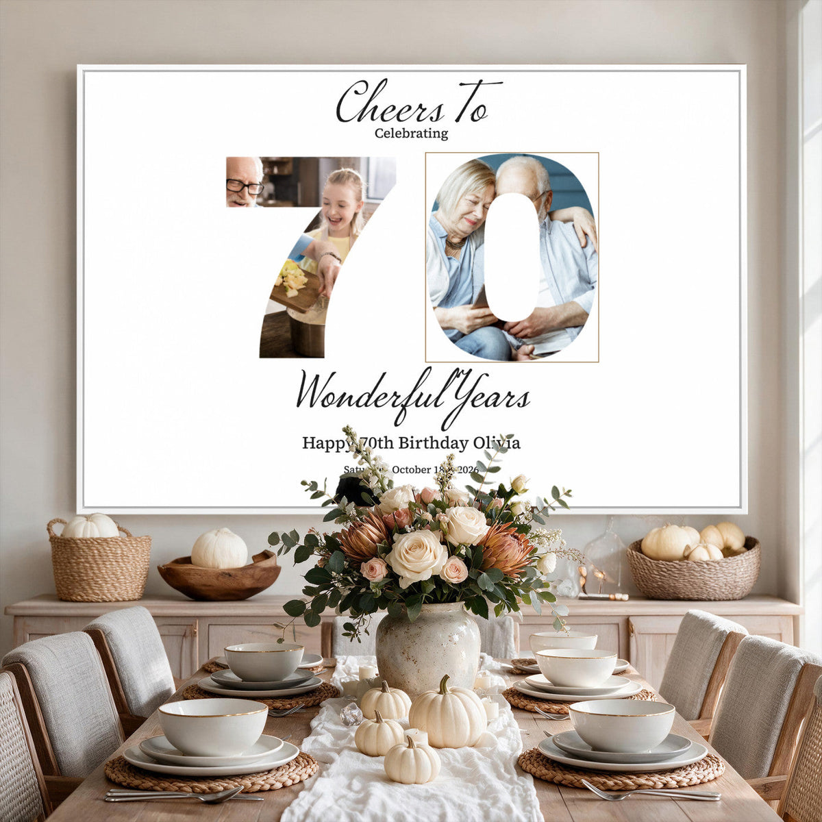 CSTM914DEDE-MGV-CV-36X24 - Number with Photo Canvas Print – Personalized Birthday Number Wall Art