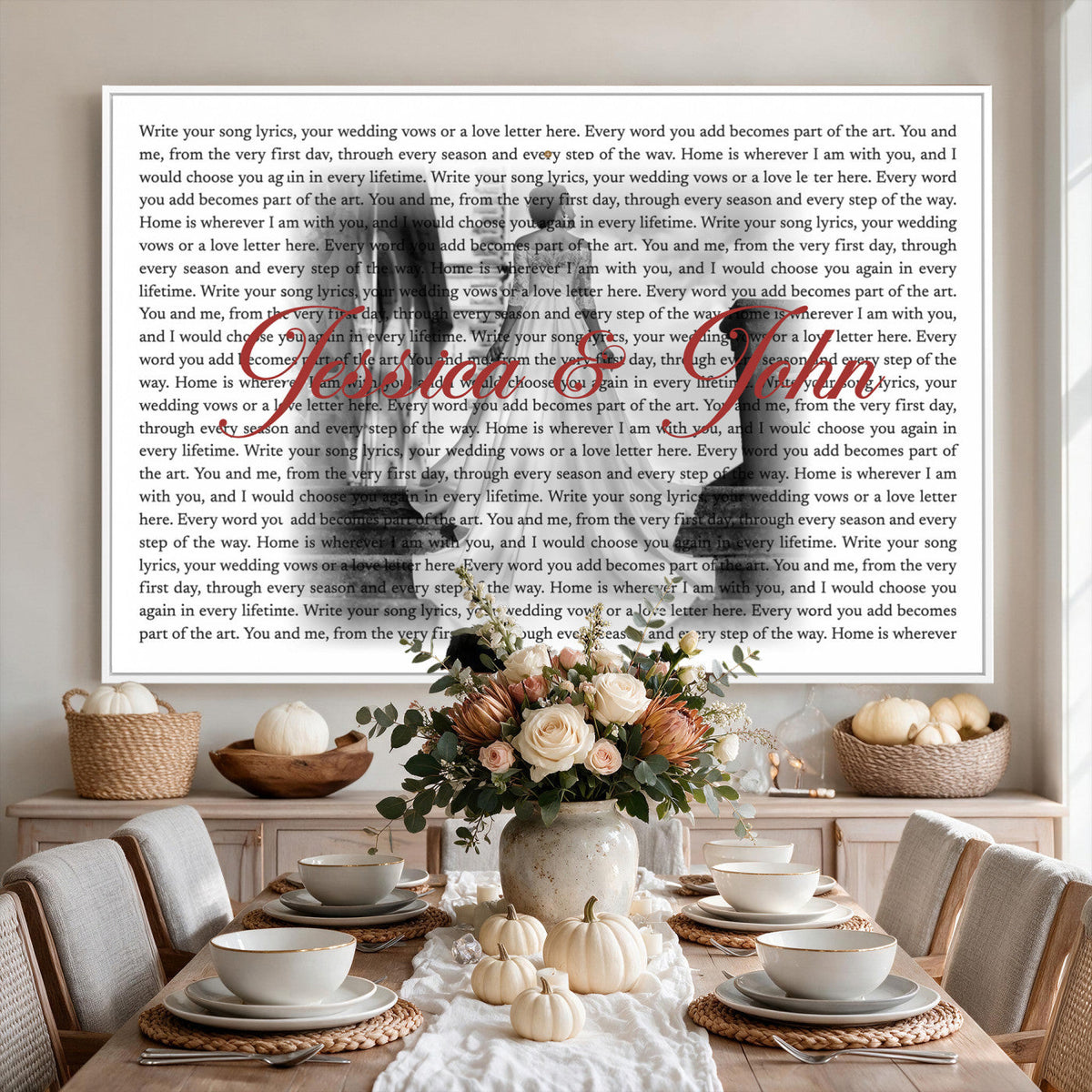 CSTM914LIRIK-MGV-CV-36X24 - Song Lyrics over Photo Canvas Print – Personalized Wedding Song and Photo Wall Art