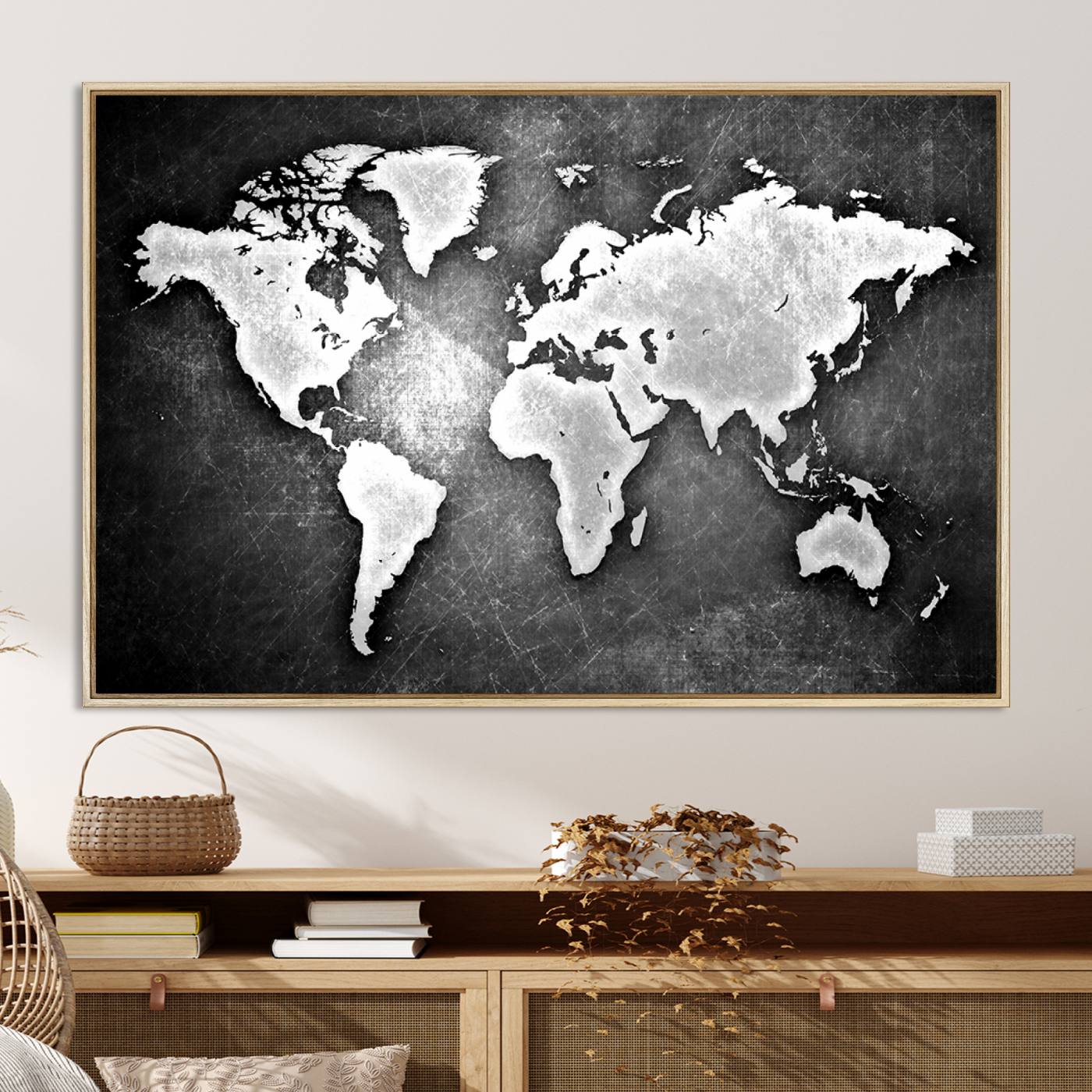 34390-MGV-CV-36X24-World Map Wall Art Canvas Print – Framed Wall Art for Anniversary Gift or Home Adventure Decor