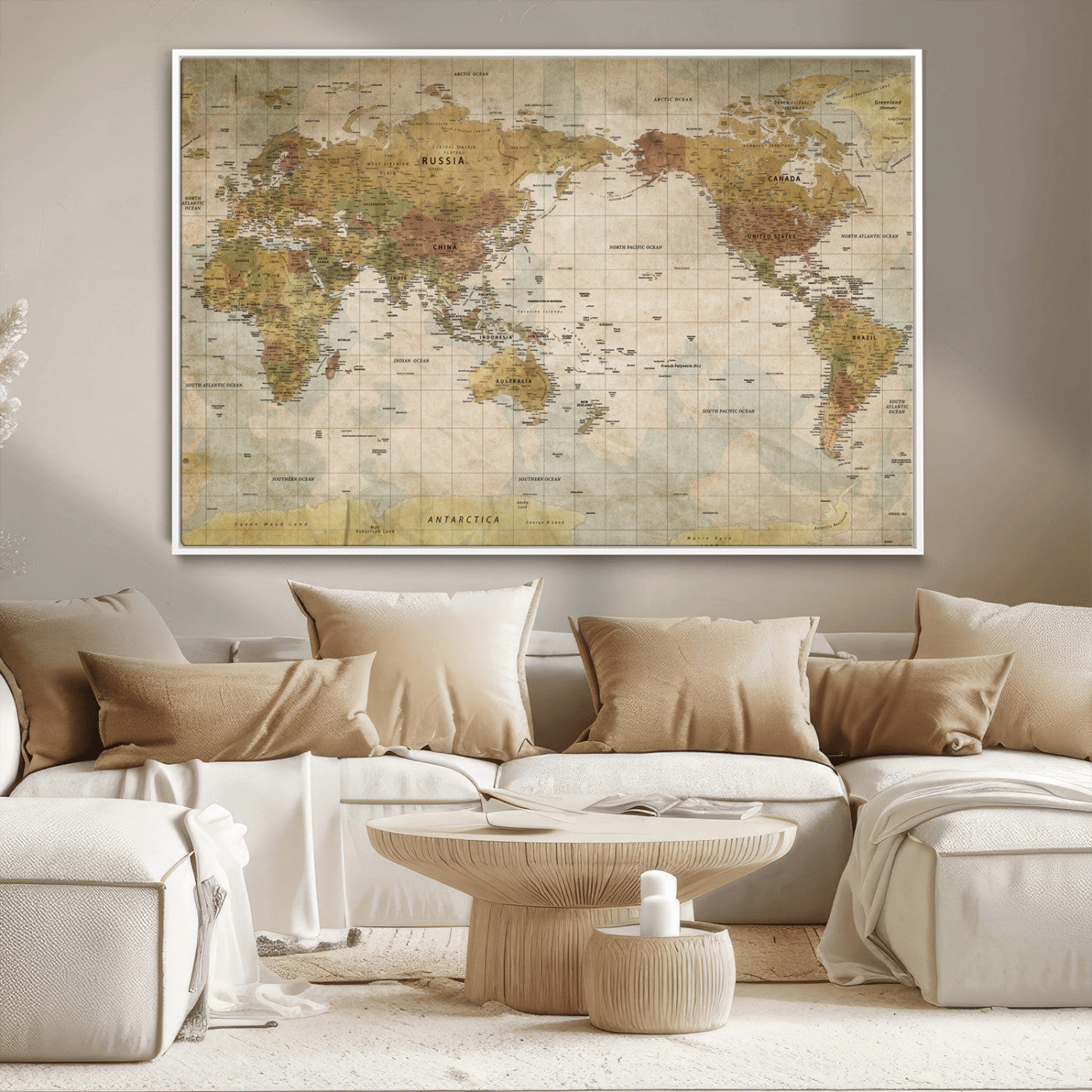 73306535-MGV-CV-36X24-Custom Push Pin World Map Wall Canvas Print – Personalized Travel Tracker for Anniversy Gift – Framed Custom Quotie Canvas for Home Office Decor