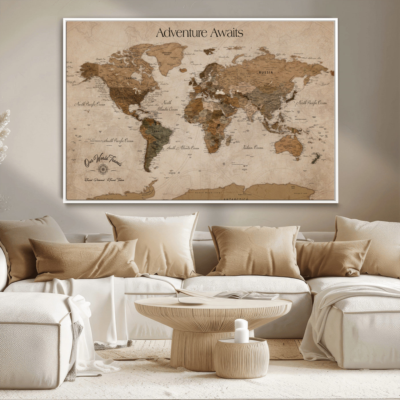 81121837-MGV-CV-36X24-Texas Longhorn Wall Art Canvas Print, Framed Western Rustic Art Picture Print, Farmhouse Decor Perfect Rustic Farmhouse Decor Artwork