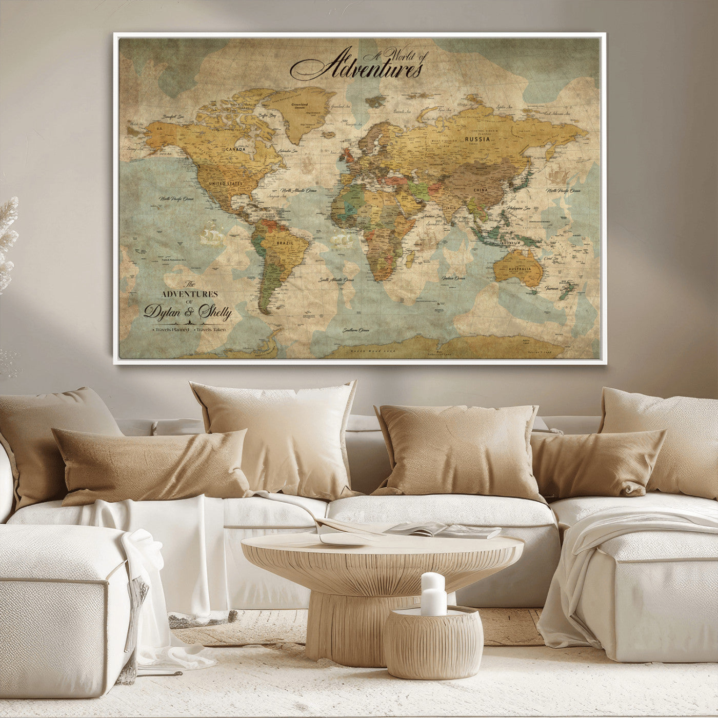 82876970-MGV-FC-36X24_White-Spotted Butterfly Wall Art Canvas Print, Neutral Insect Theme Print, Framed Earthy Wing Pattern Art Print, Large Minimalist Nature Decor