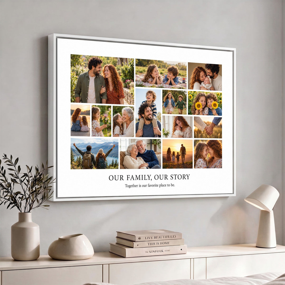 67222677-MGV-CV-24X16 - Custom Family Photo Collage Canvas Print, Personalized Gift