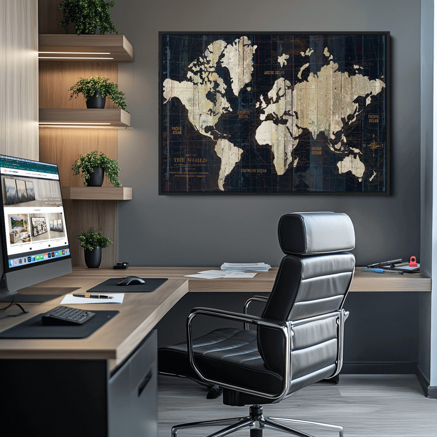 Push Pin World Map Canvas Print – Framed Wall Art for Couples to Track Their Travels – Anniversary Gift or Home Adventure Decor