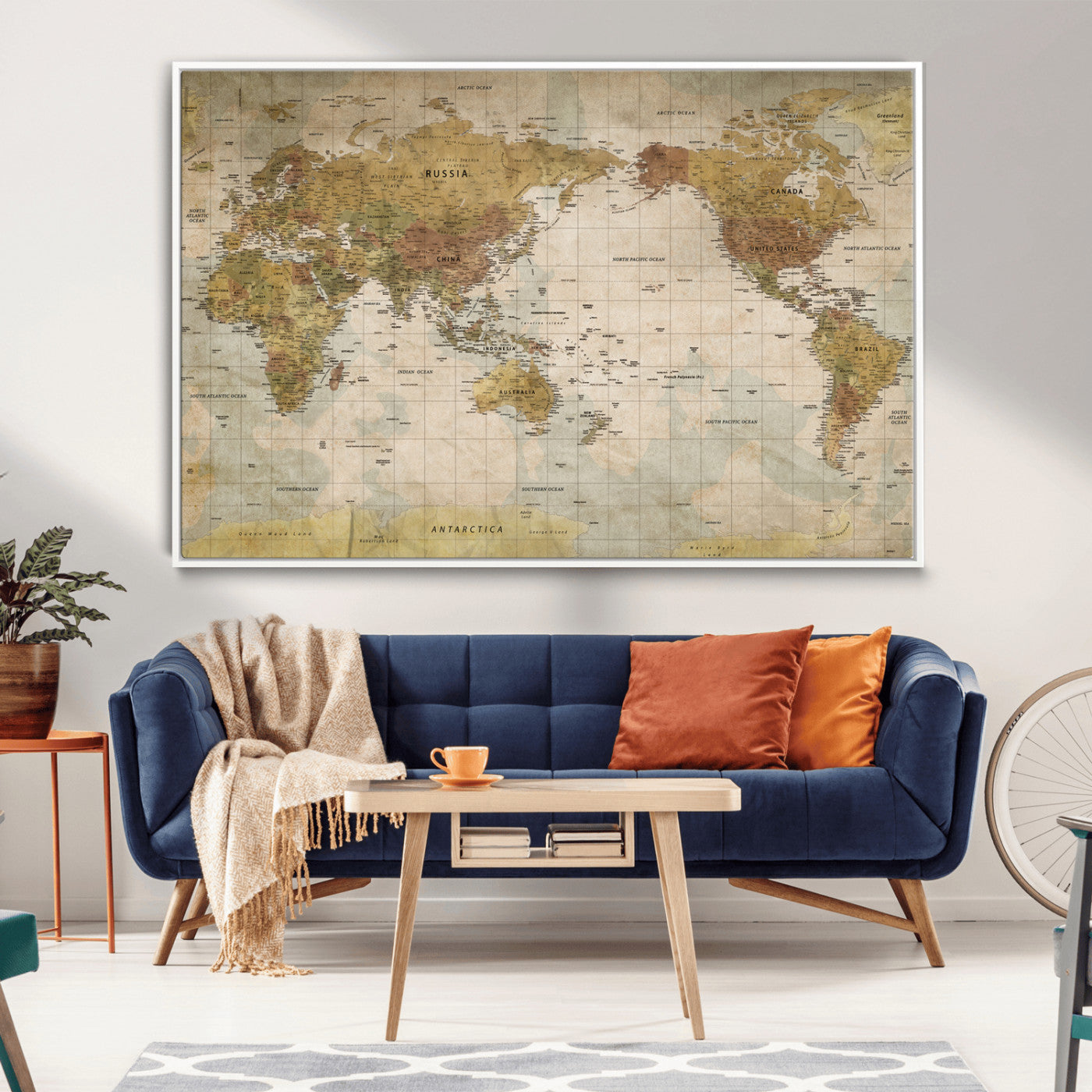 73306535-MGV-CV-36X24-Custom Push Pin World Map Wall Canvas Print – Personalized Travel Tracker for Anniversy Gift – Framed Custom Quotie Canvas for Home Office Decor