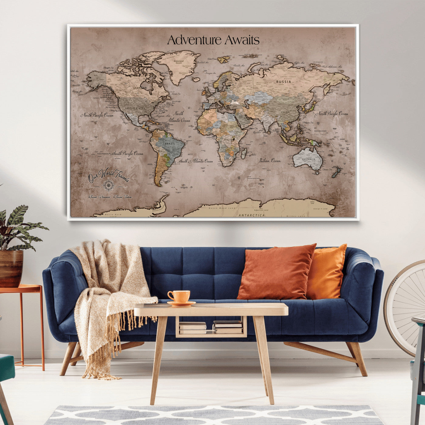 30557812-MGV-CV-36X24-Framed Abstract Tree Ring Wall Art Print, Natural Rustic Wood Texture Canvas Print, Wood Tree Stump Farmhouse, Log Cabin Wooden House Decor