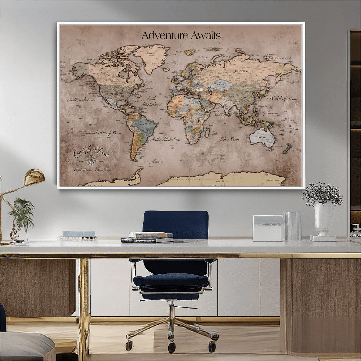30557812-MGV-CV-36X24-Framed Abstract Tree Ring Wall Art Print, Natural Rustic Wood Texture Canvas Print, Wood Tree Stump Farmhouse, Log Cabin Wooden House Decor
