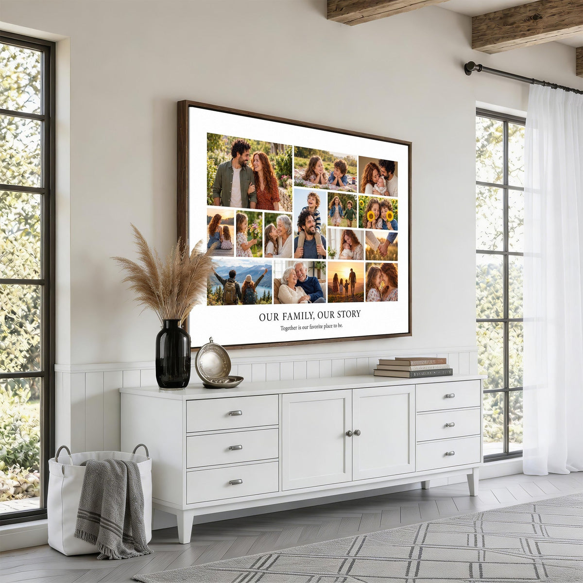 67222677-MGV-CV-24X16 - Custom Family Photo Collage Canvas Print, Personalized Gift